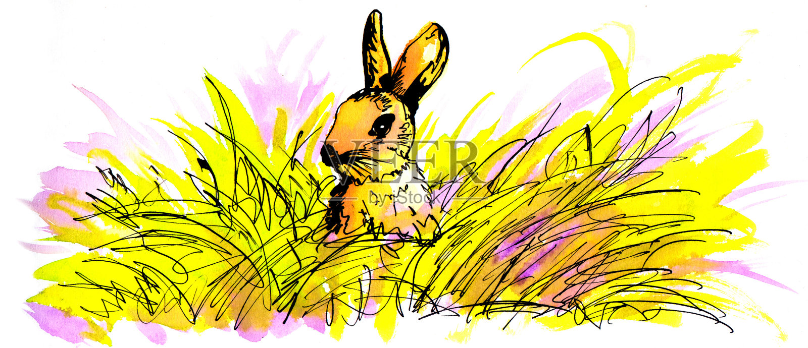 草丛中的兔子设计元素图片