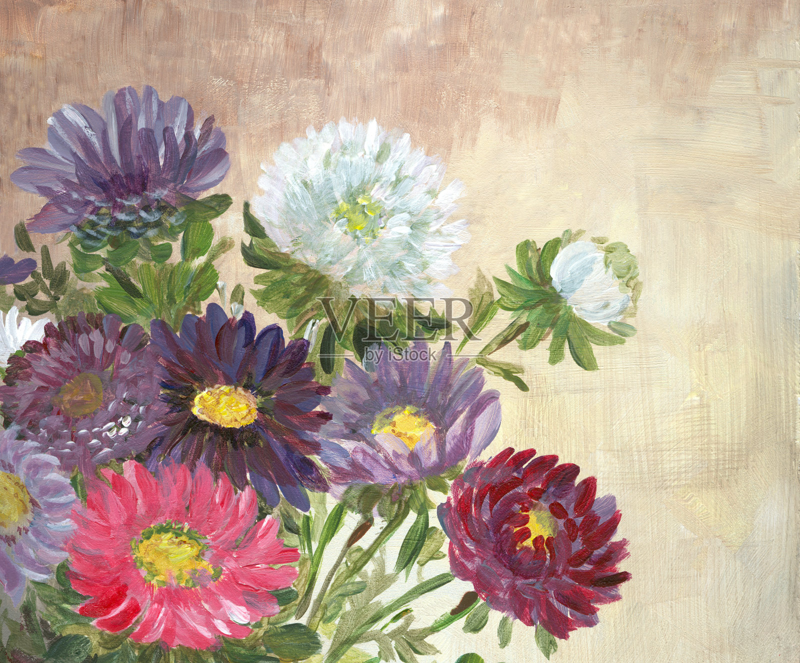 五彩缤纷的鲜花布置插画图片素材