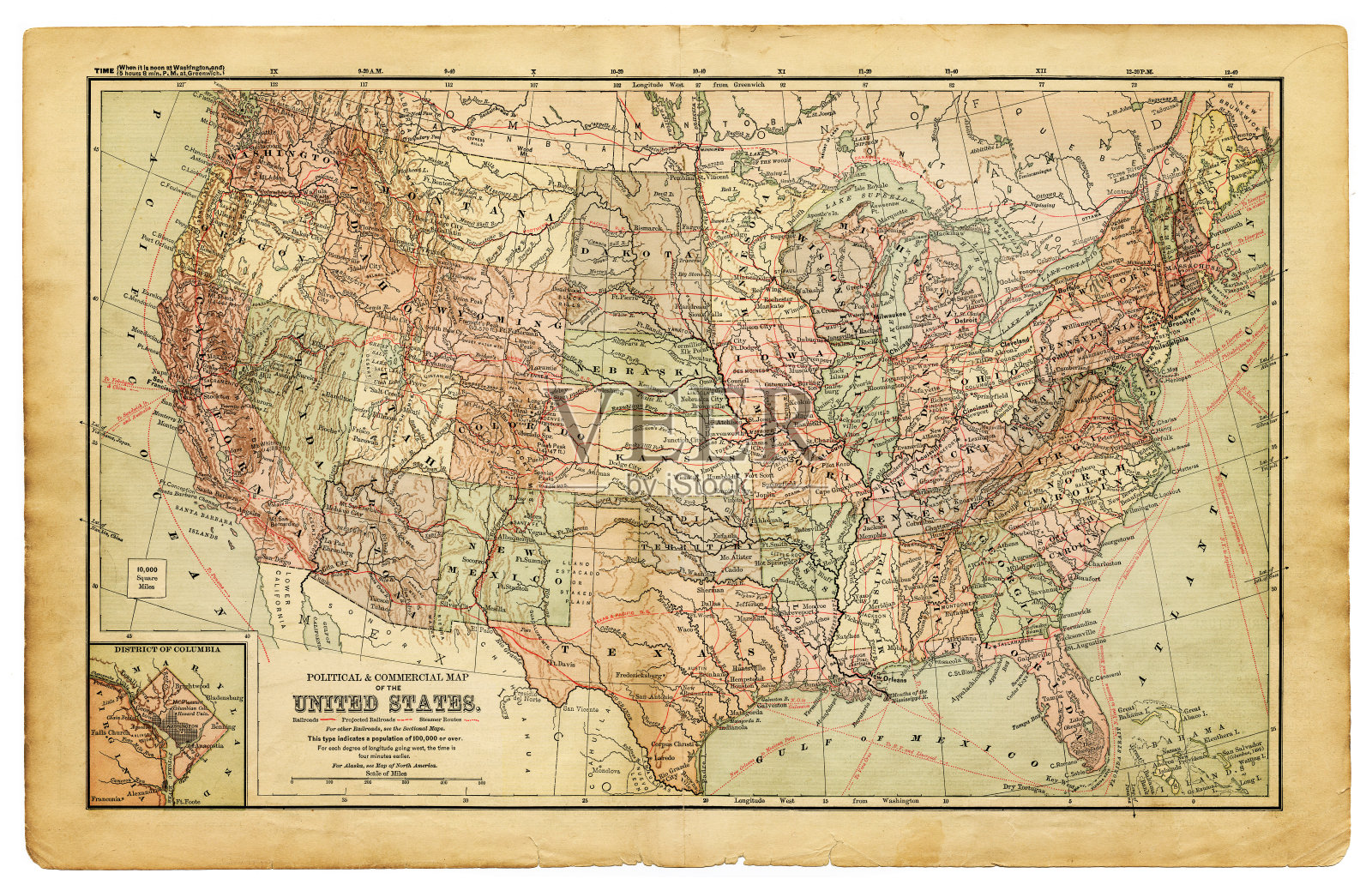 美国的政治和商业地图插画图片素材