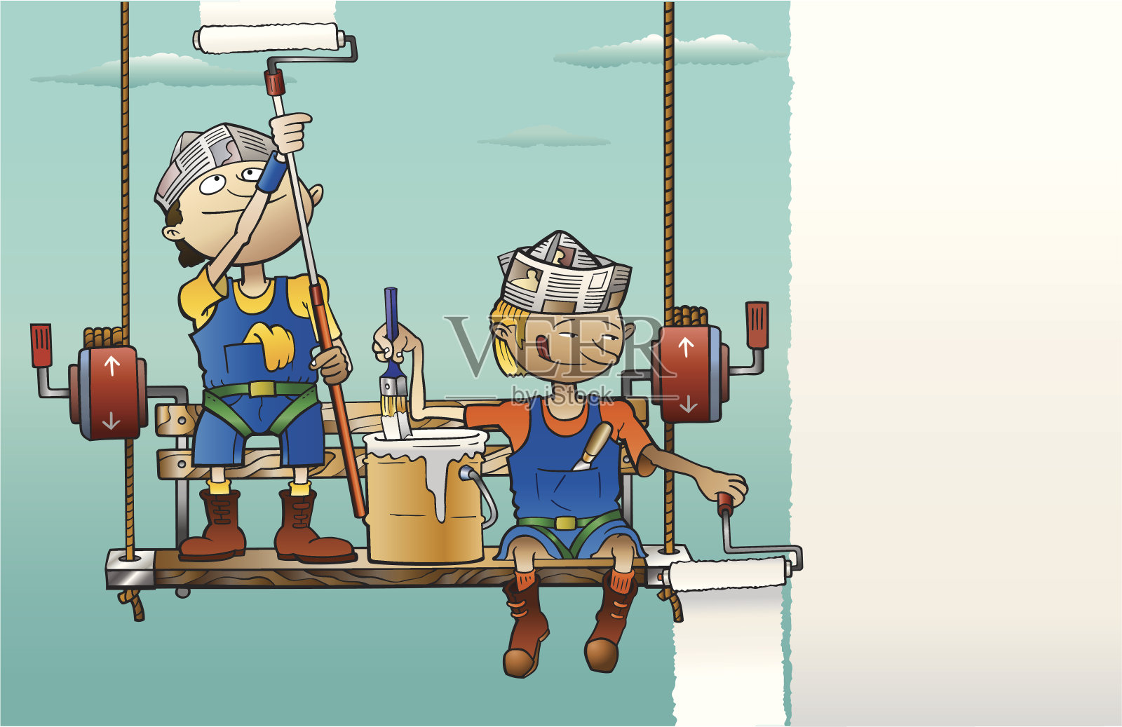 一对夫妇站在秤上插画图片素材