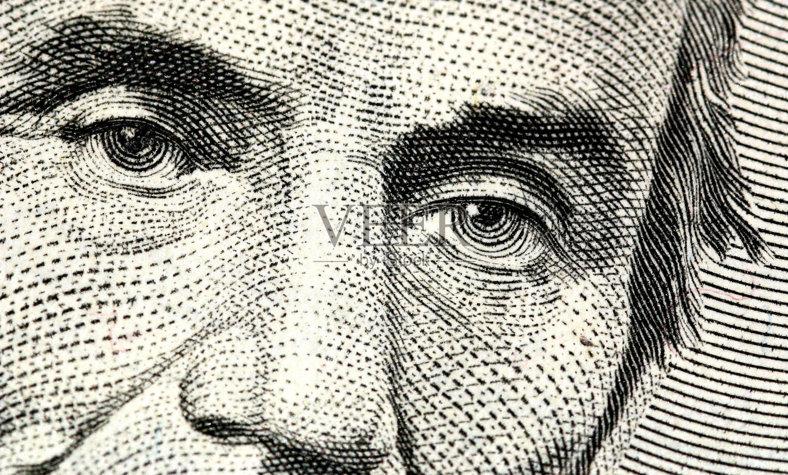 诚实的阿贝的眼睛- 5美元的账单照片摄影图片