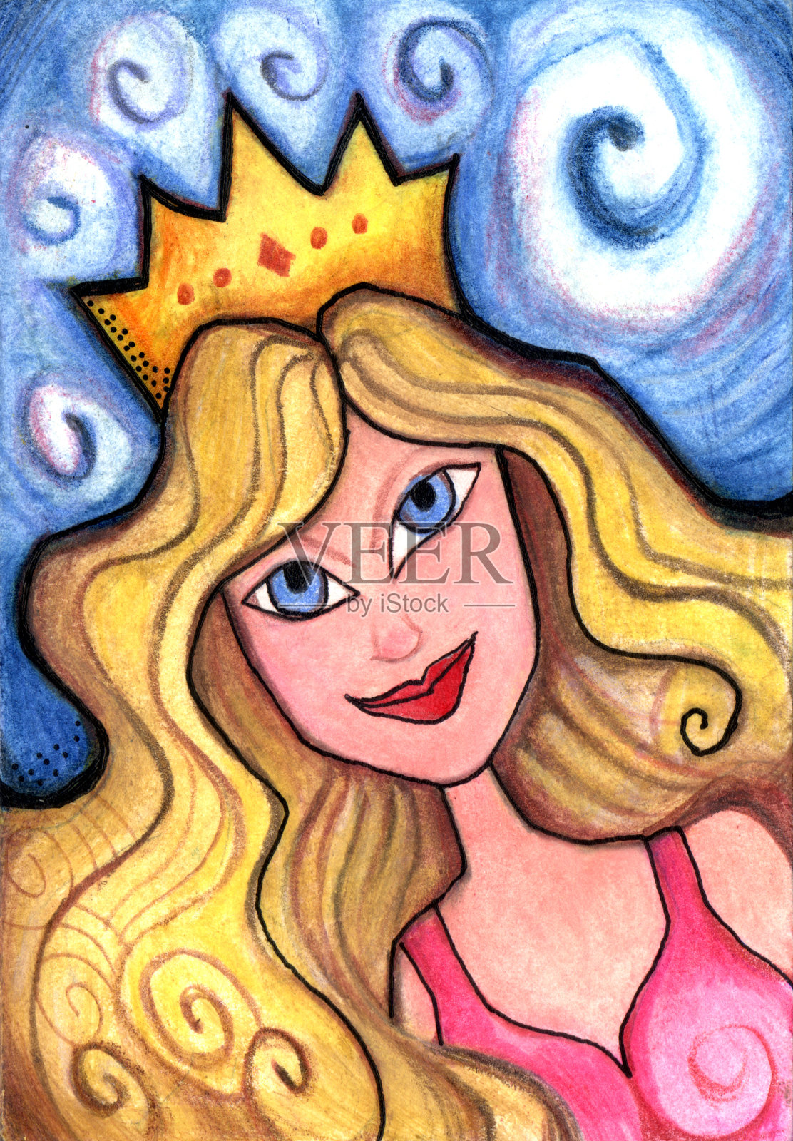 公主的女孩插画图片素材