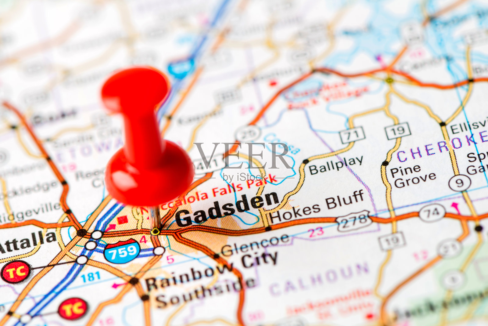 美国首都城市地图系列:加兹登，阿拉巴马州照片摄影图片