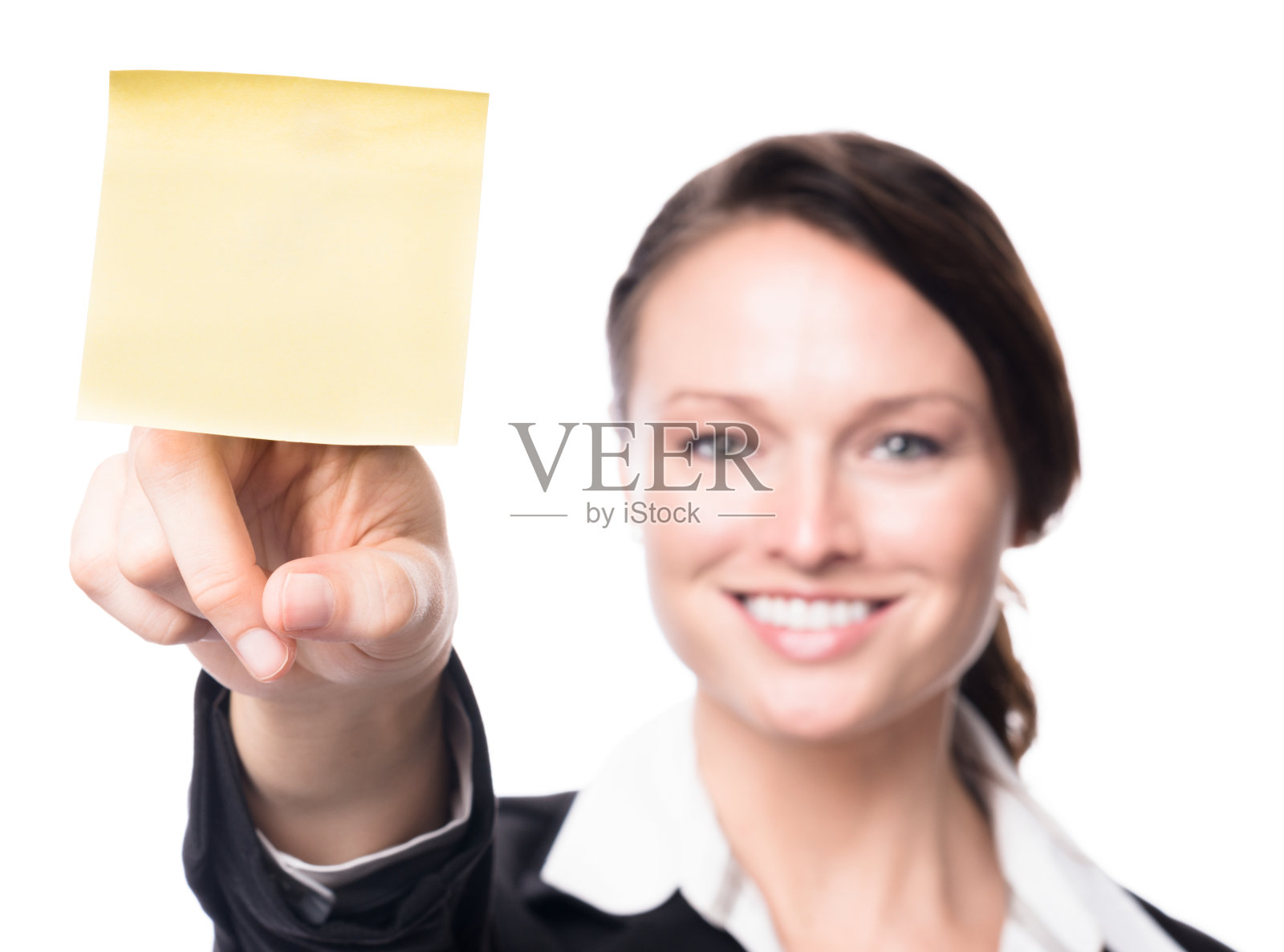 使用便利贴的年轻女商人照片摄影图片