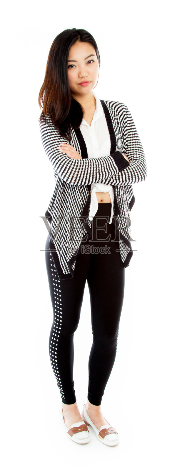 迷人的亚洲人，20岁，白人背景照片摄影图片