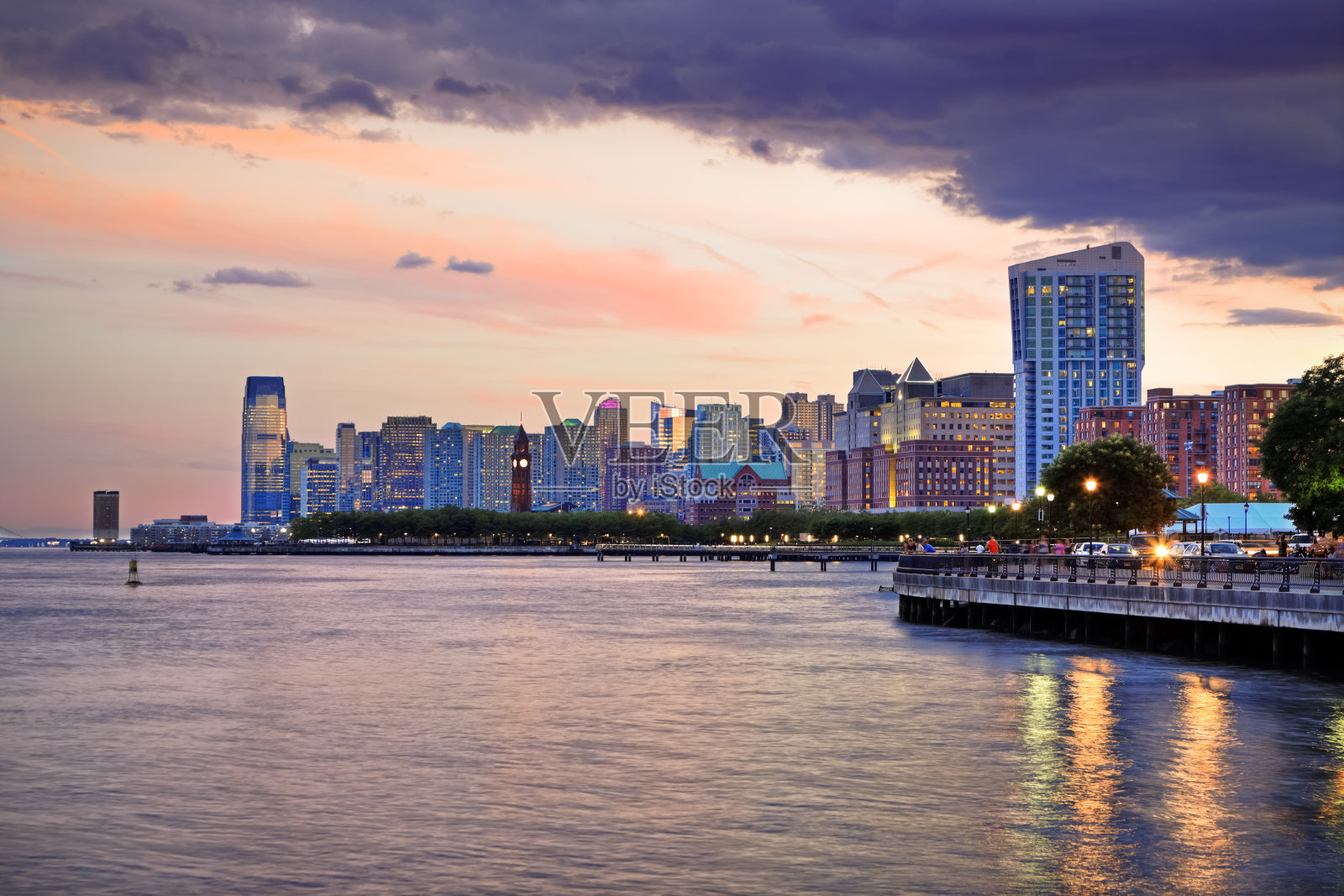 新泽西州泽西城的日落照片摄影图片