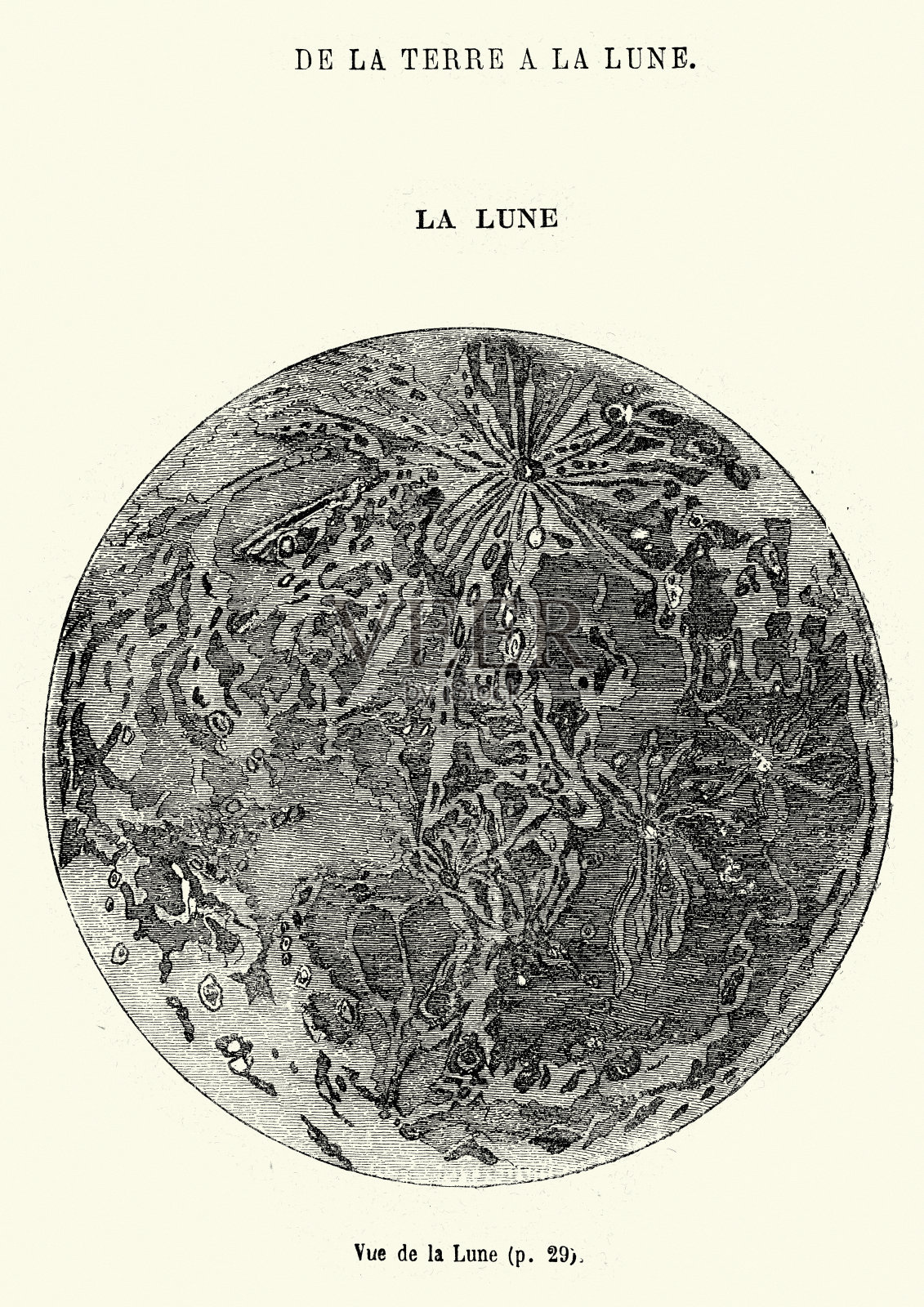 儒勒·凡尔纳-月亮插画图片素材
