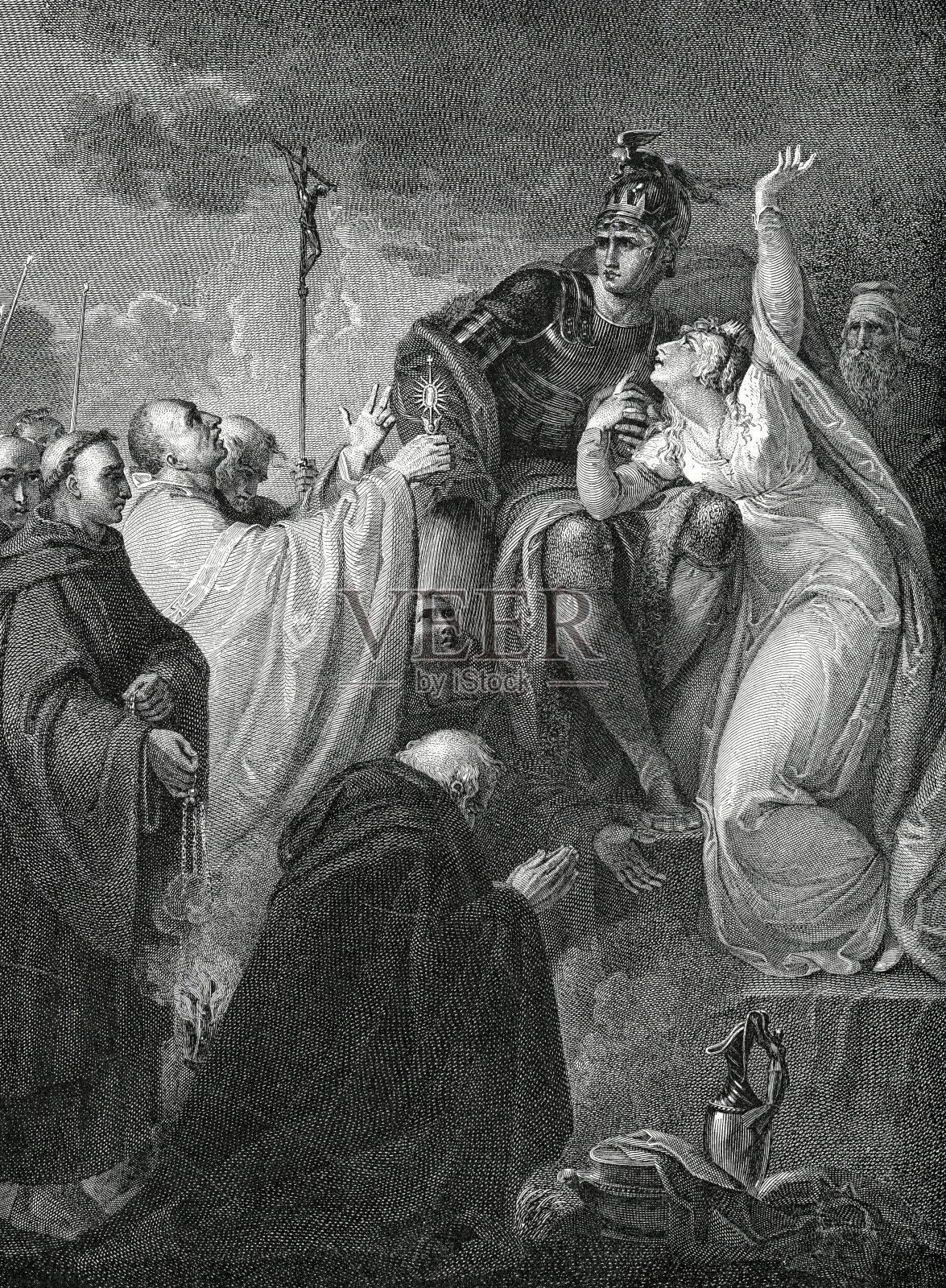 圣奥古斯丁《埃塞尔伯特改信基督教》插画图片素材