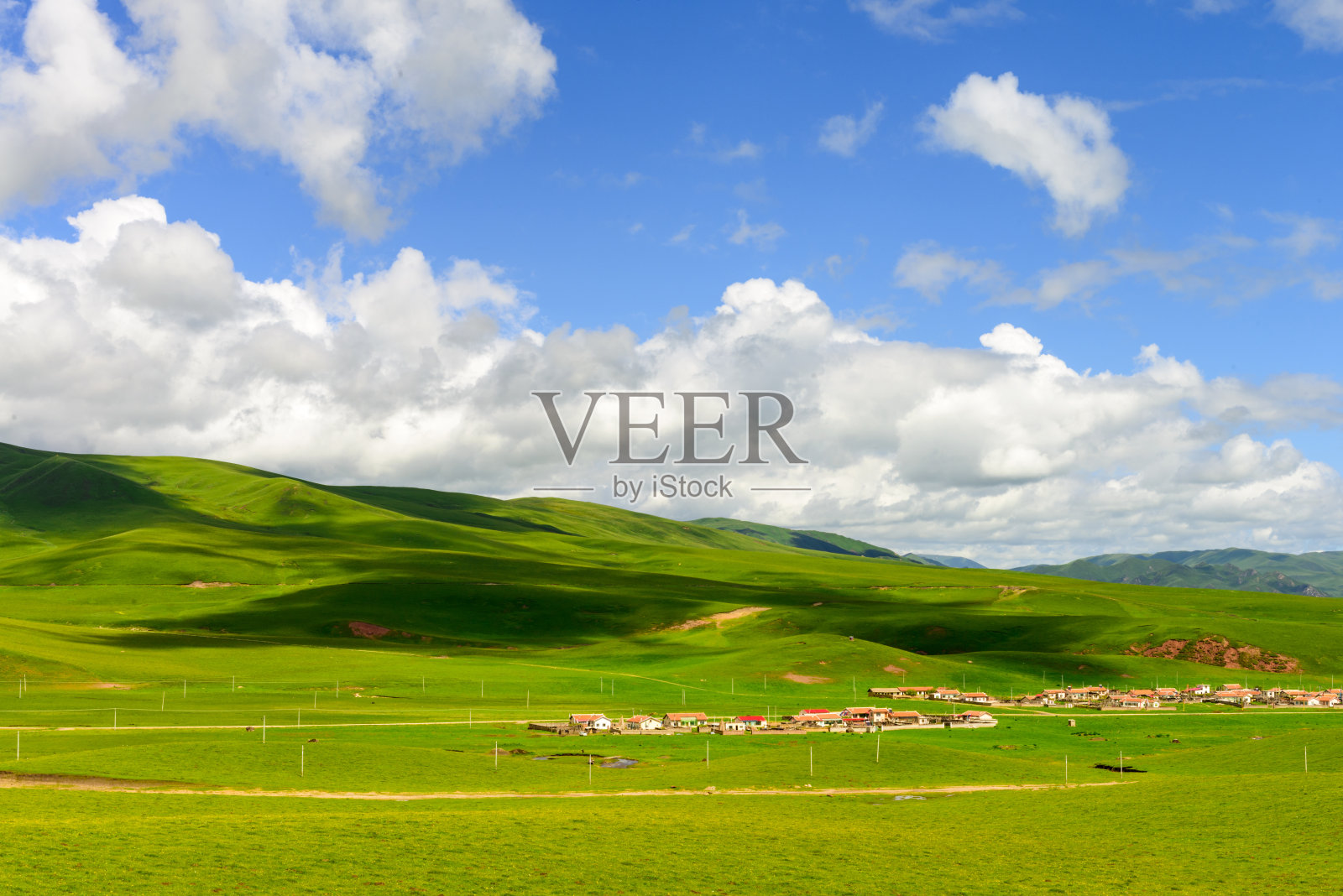 西藏的天际线、山丘和草地照片摄影图片