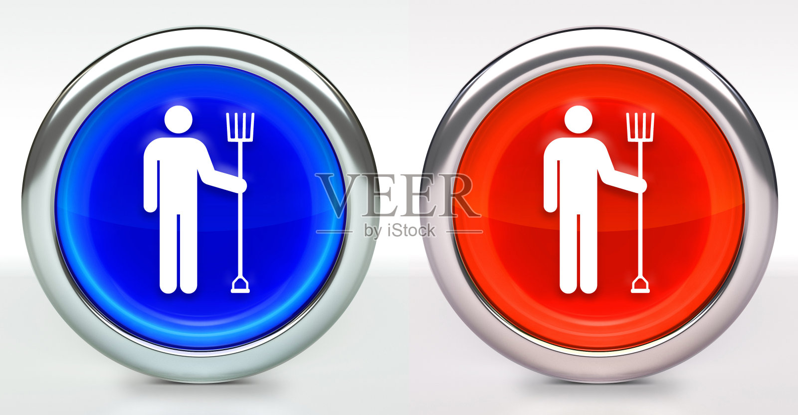 单农民图标按钮与金属环照片摄影图片