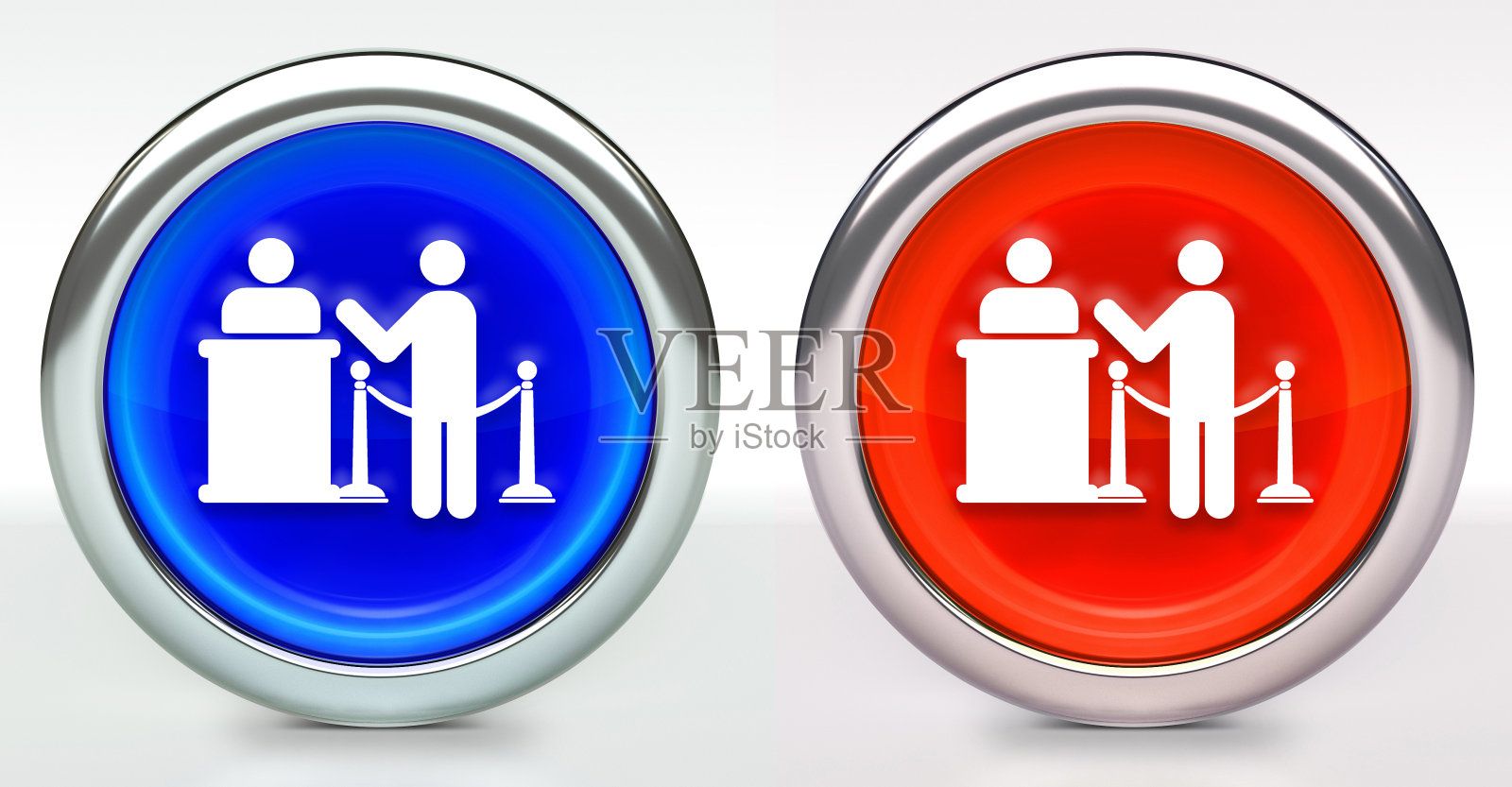 在按钮上等待与金属环图标照片摄影图片