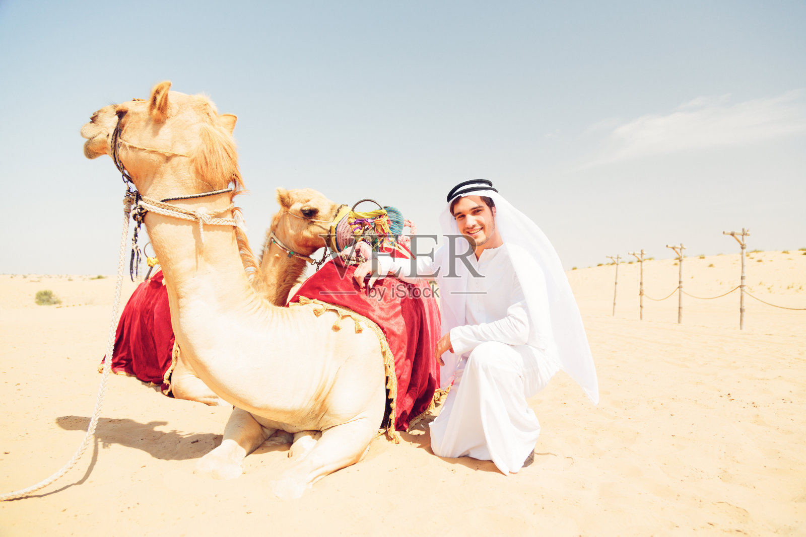 年轻的阿拉伯男人和骆驼照片摄影图片