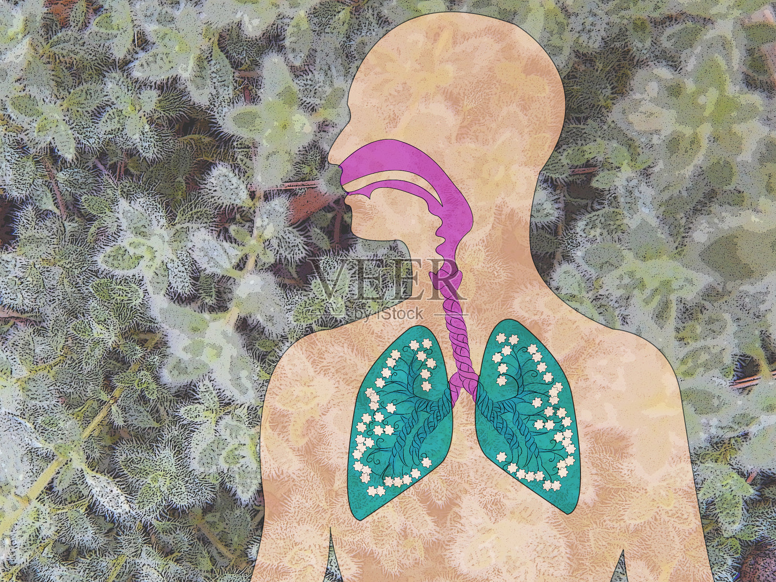 哮喘发作插画图片素材