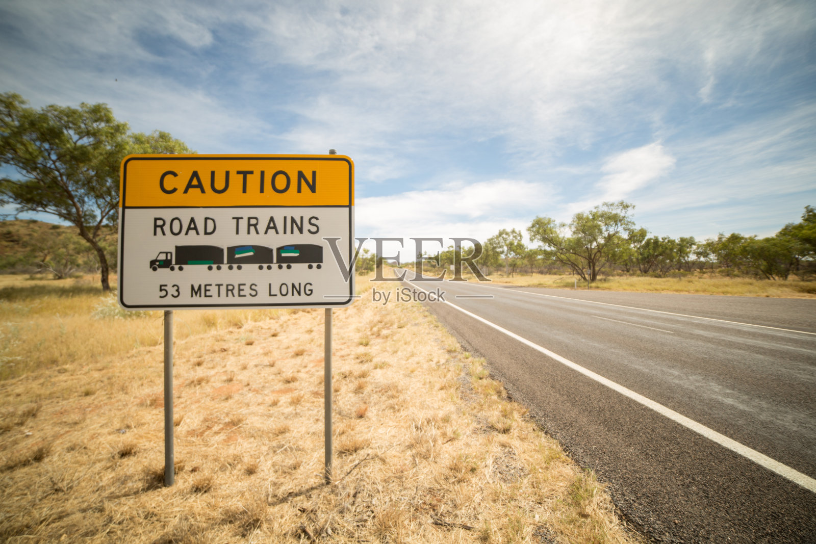 澳大利亚公路列车警告标志照片摄影图片