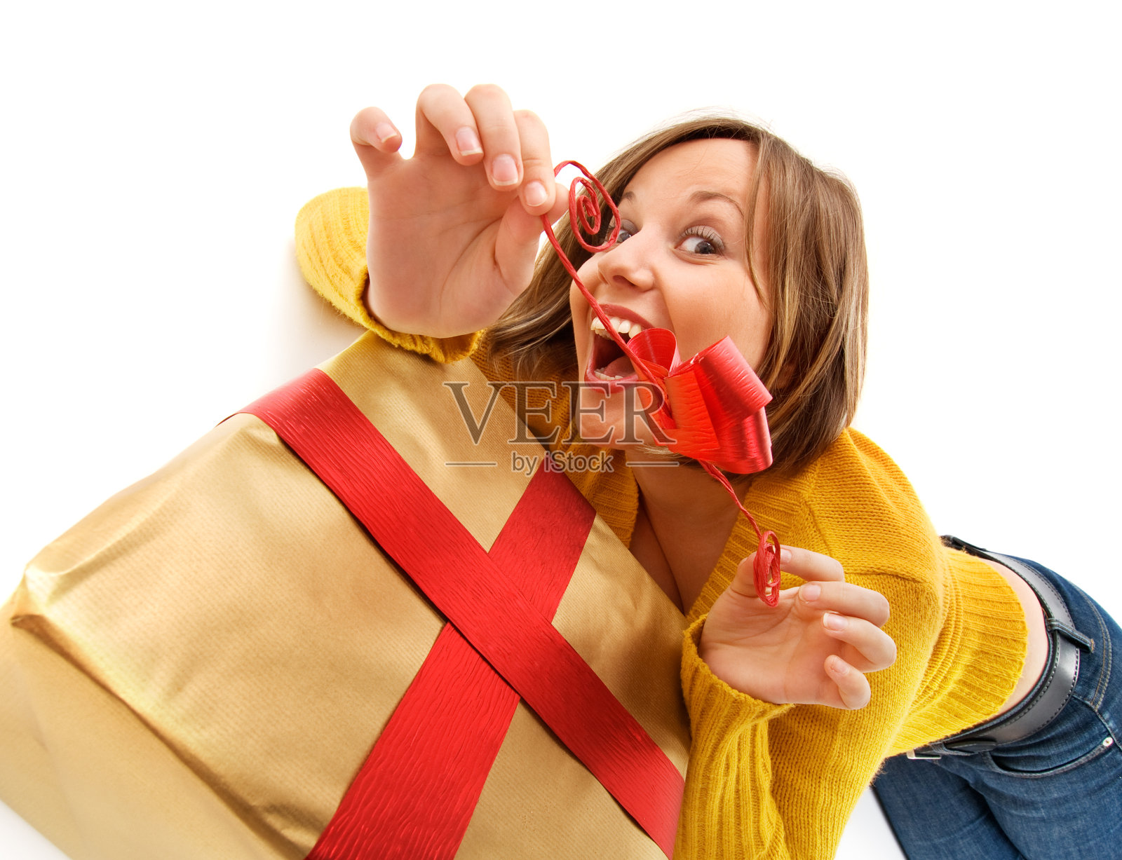 打开圣诞礼物照片摄影图片