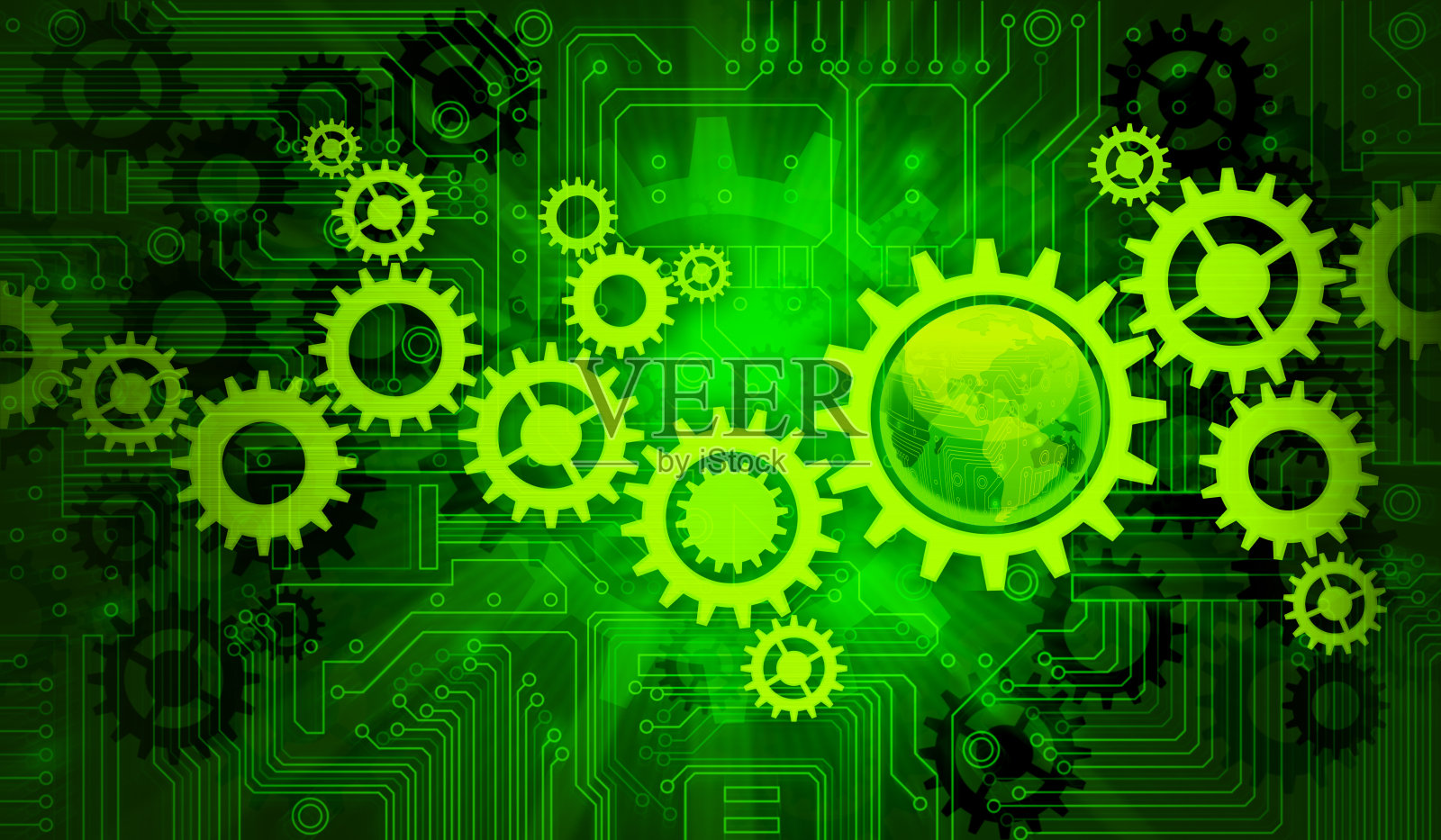 带齿轮的环球仪插画图片素材