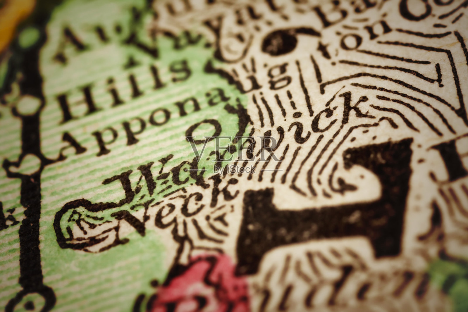 古地图上的沃里克，罗德岛照片摄影图片