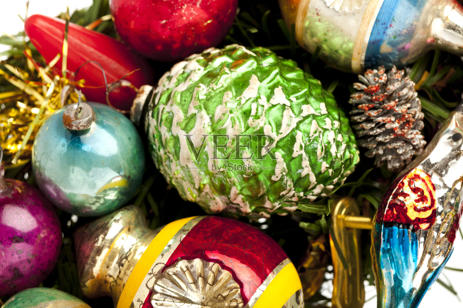 特写图像的复古圣诞装饰。照片摄影图片