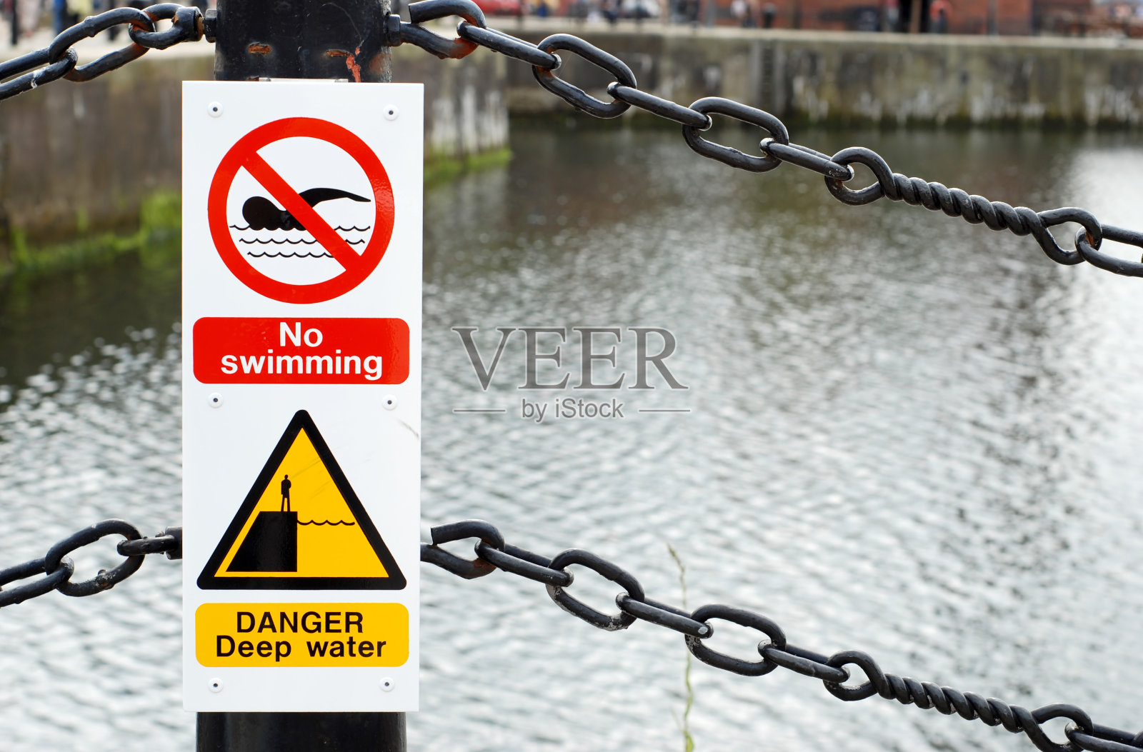 禁止游泳-深水危险标志照片摄影图片