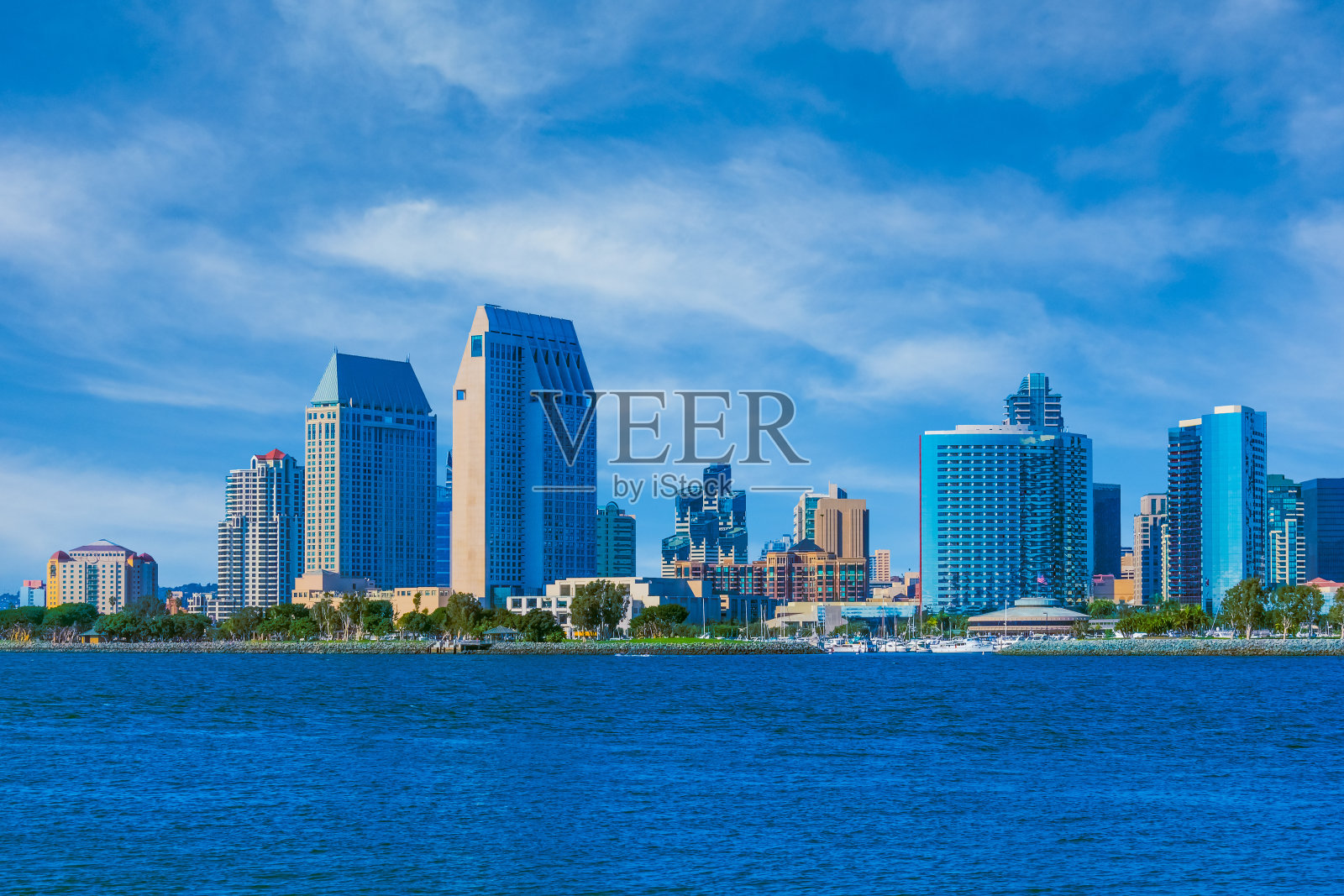 圣地亚哥摩天大楼的天际线，滨水和港口，加州(P)照片摄影图片