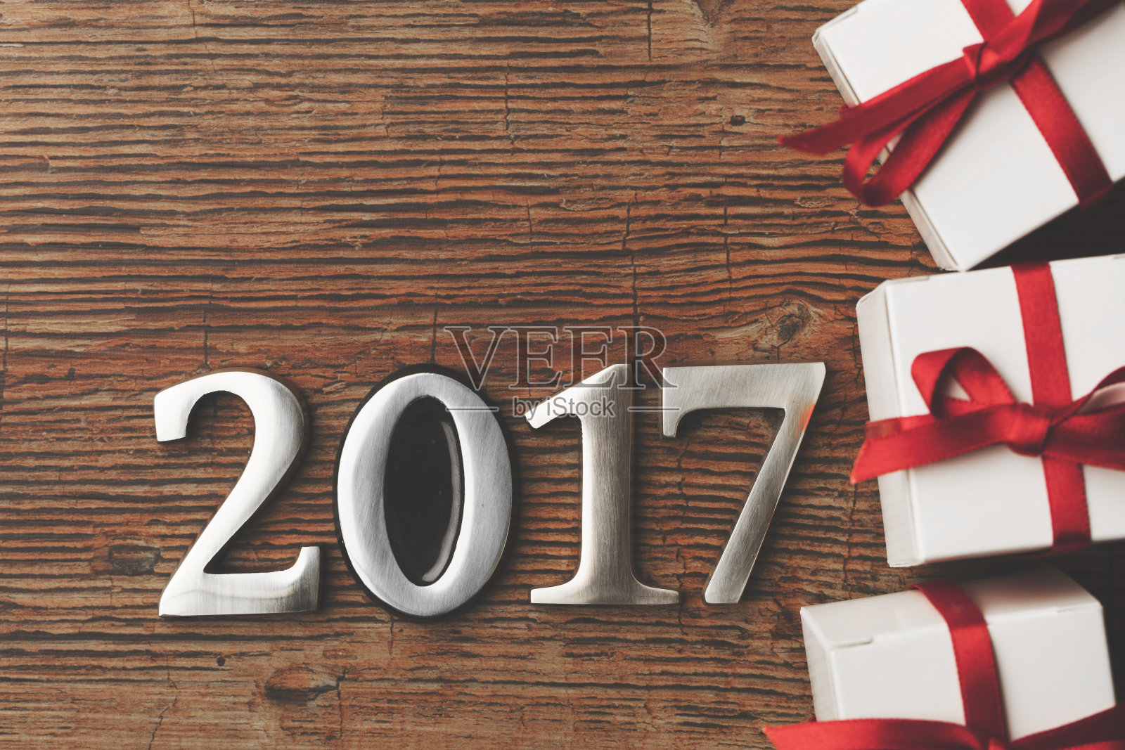 2017年新年背景与礼物照片摄影图片