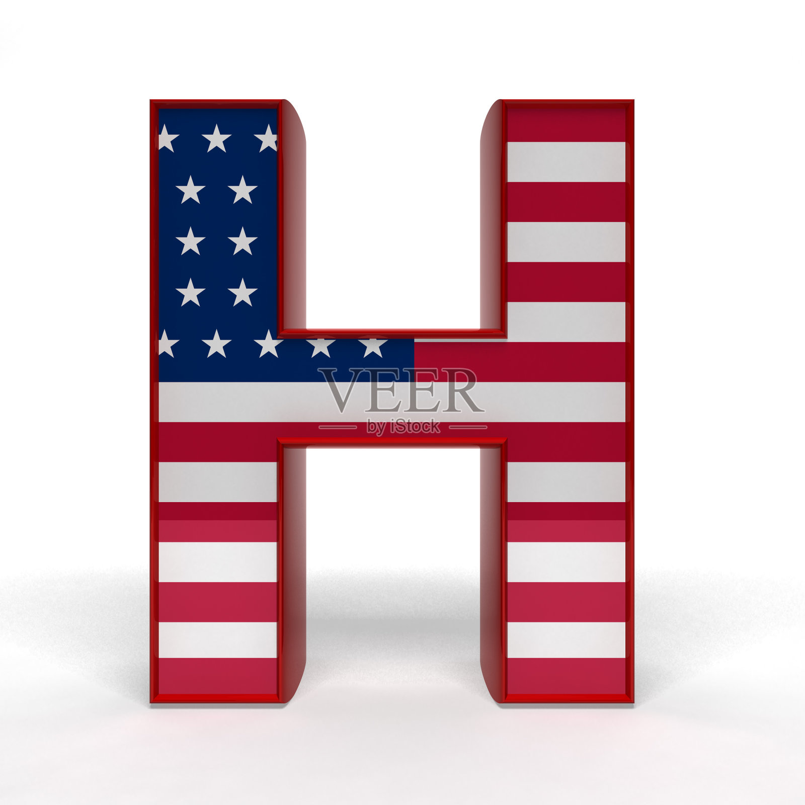 白色背景前的美国国旗特写照片摄影图片