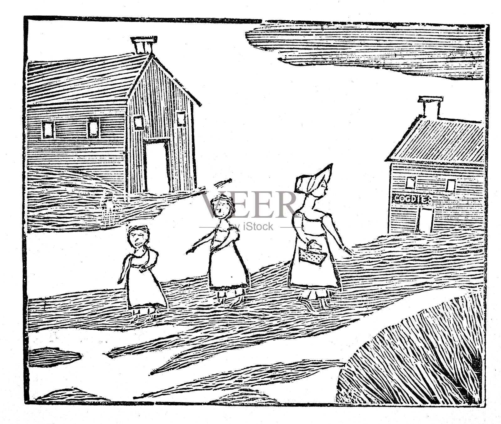 星期天的小女孩插画图片素材