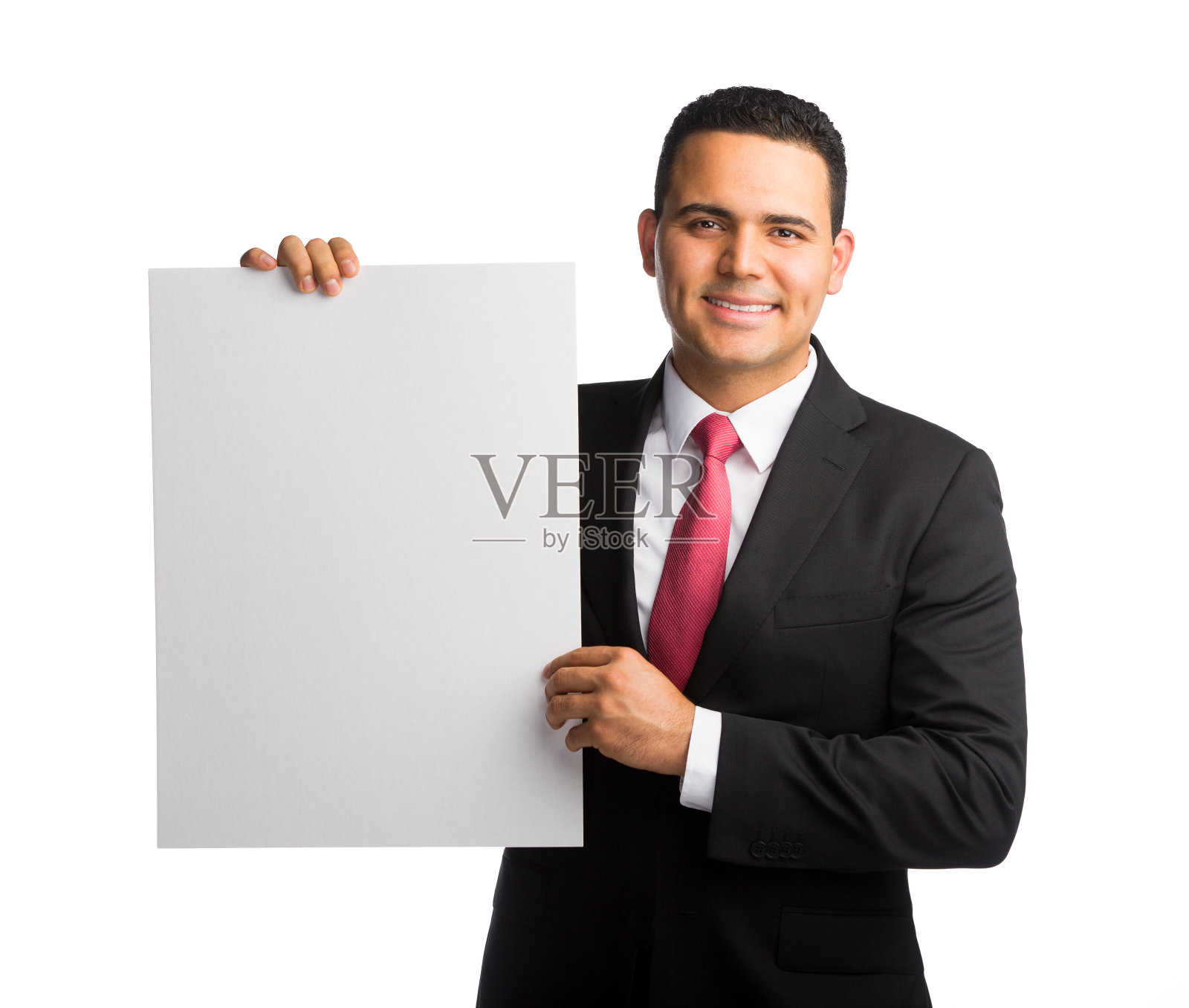 商人拿着海报照片摄影图片