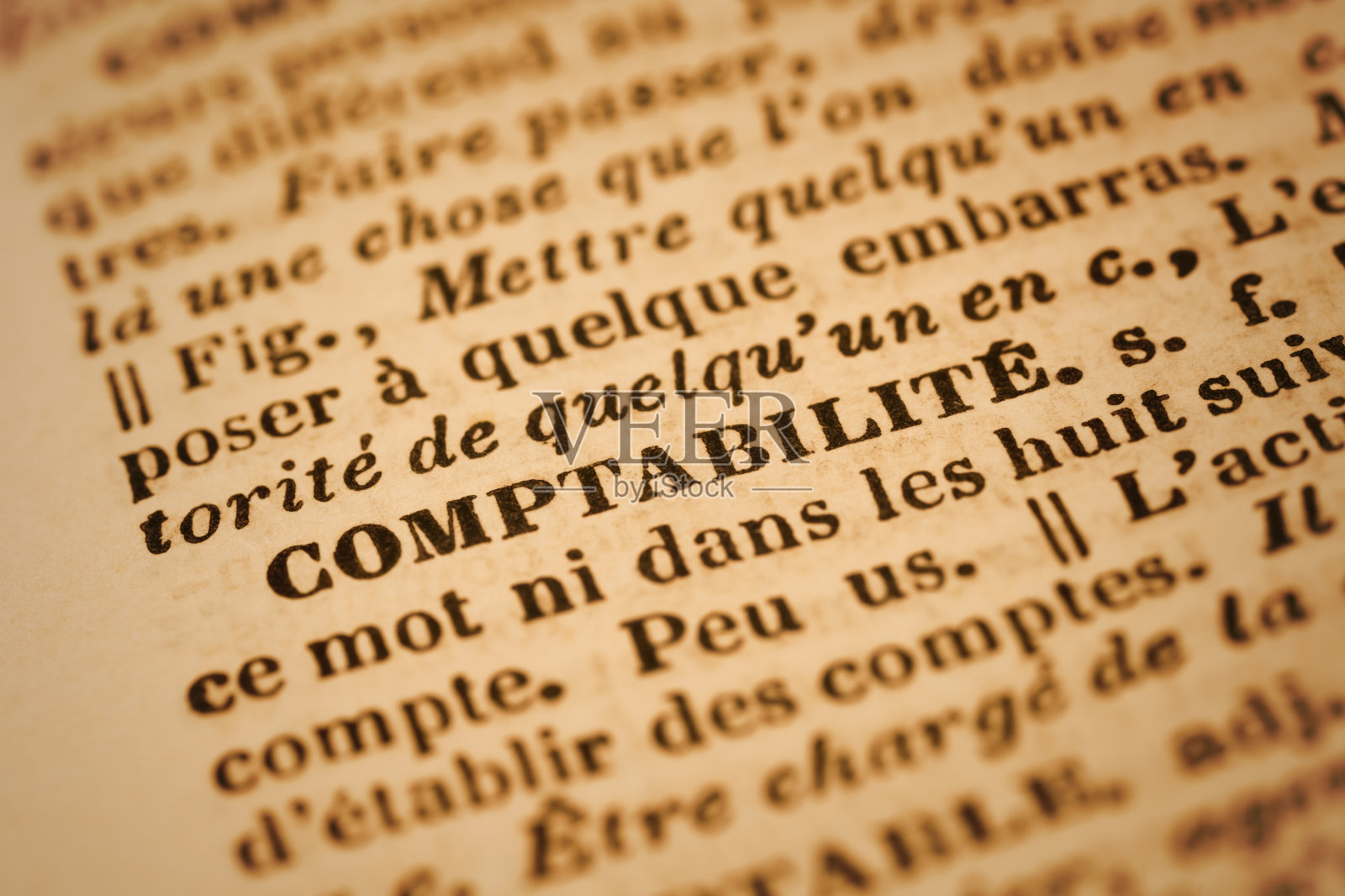 Comptabilite:法语字典特写照片摄影图片