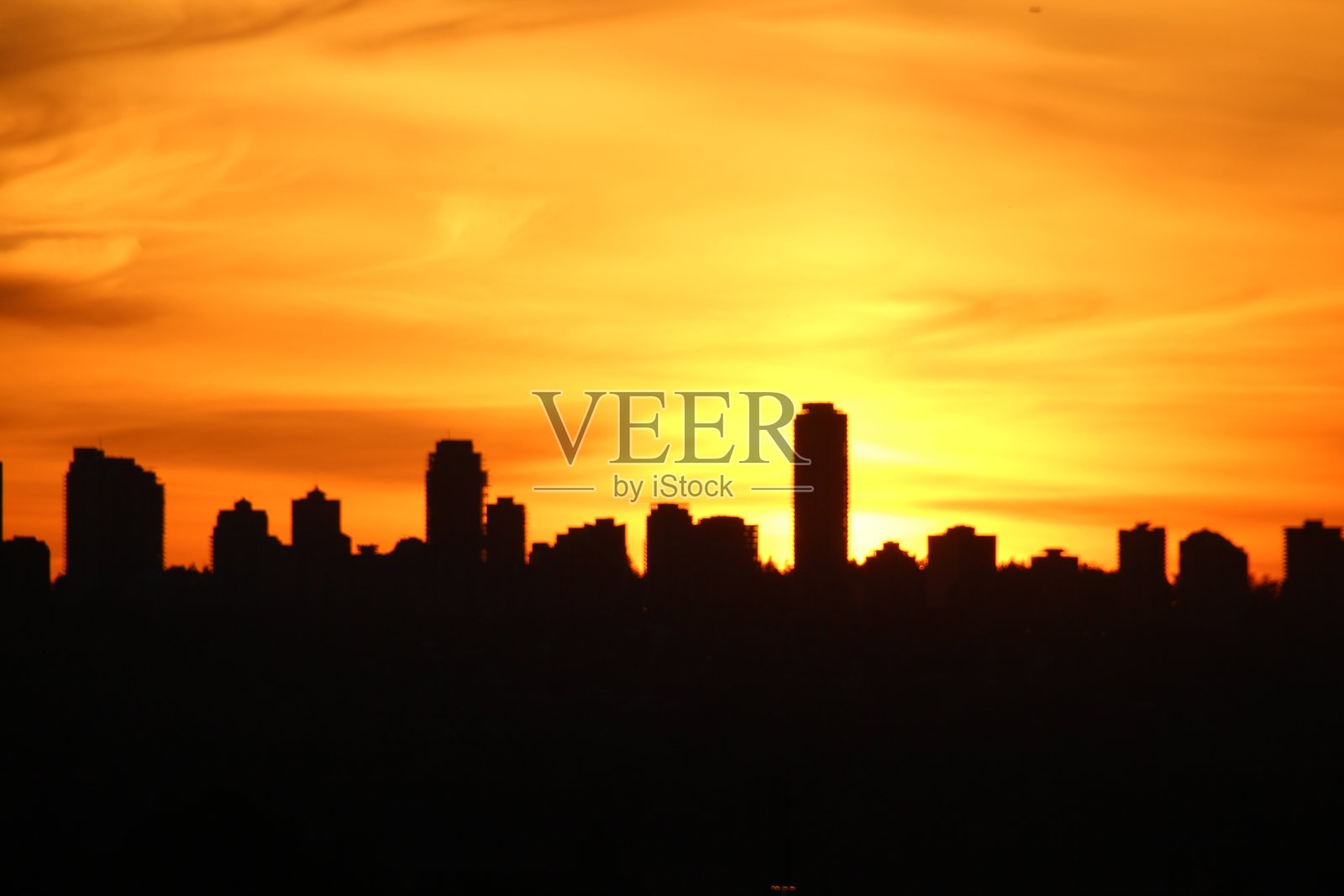 日落时的城市剪影照片摄影图片