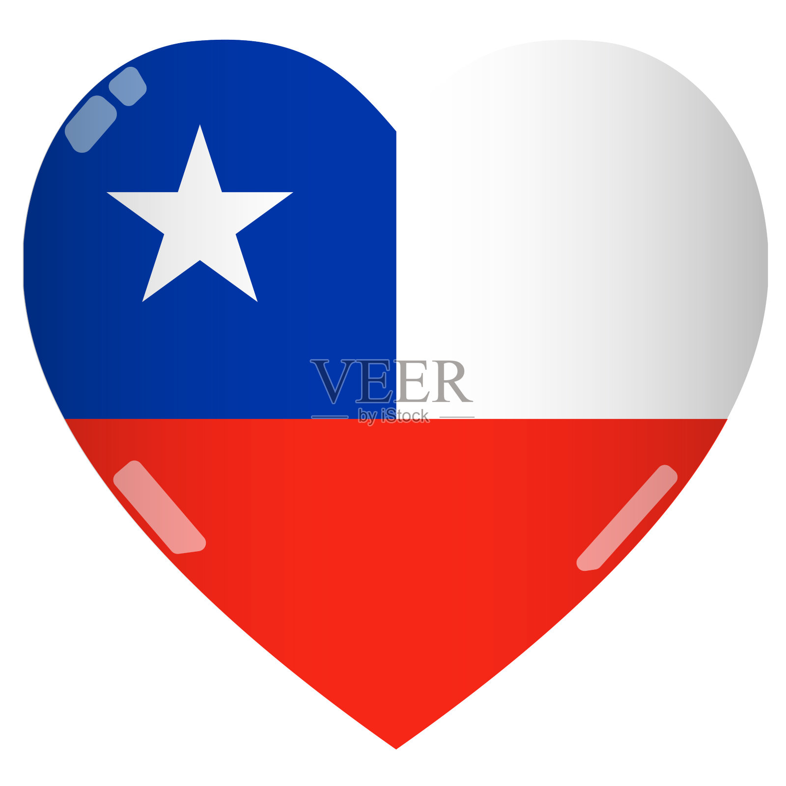 闪亮的2D智利国旗心形图案照片摄影图片