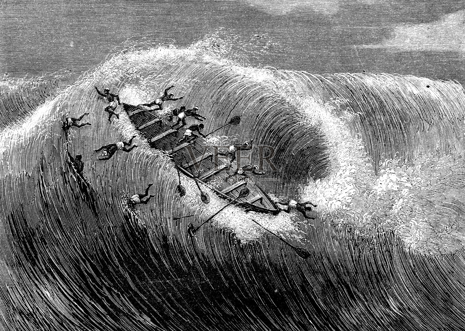 海啸插画图片素材