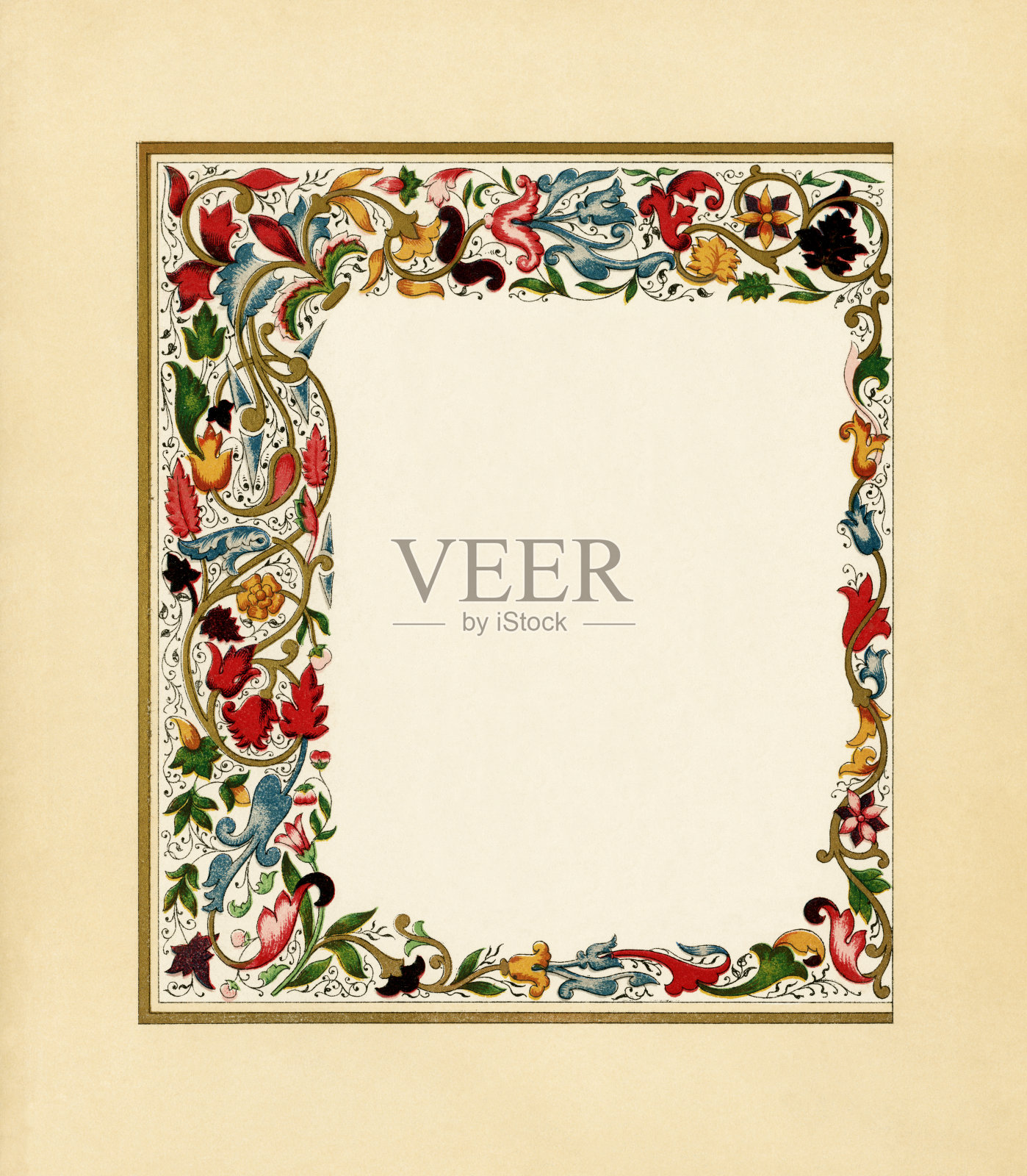 色彩鲜艳的维多利亚式相框插画图片素材