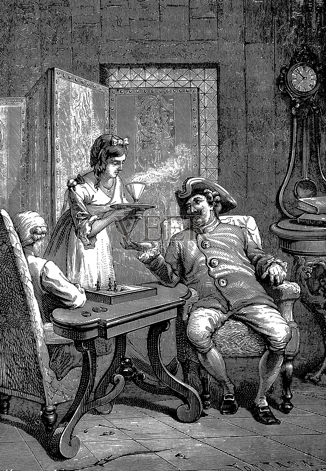 室内场景仿古插画插画图片素材