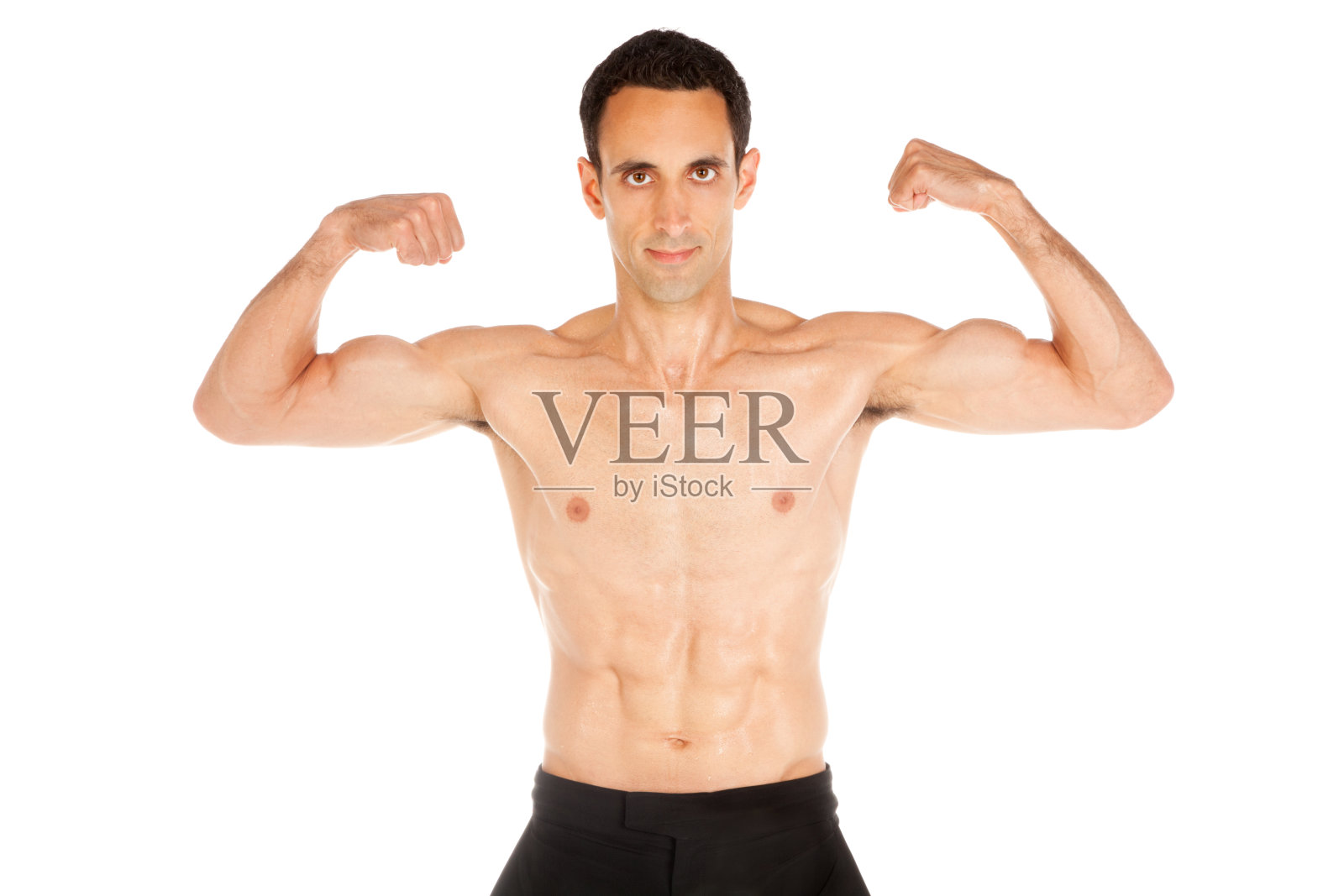 肌肉发达的男人展示照片摄影图片