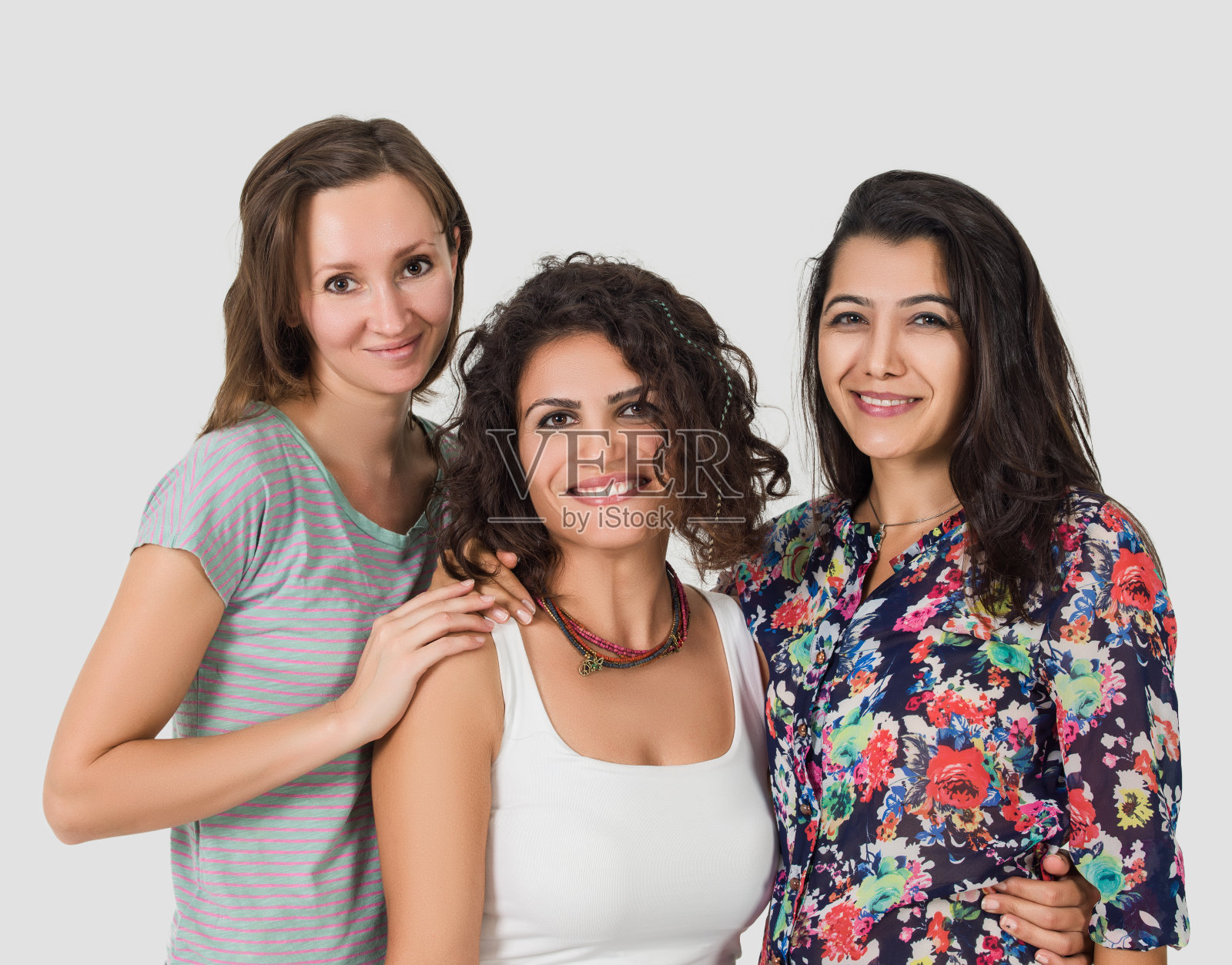 白人上孤立的不同女性照片摄影图片