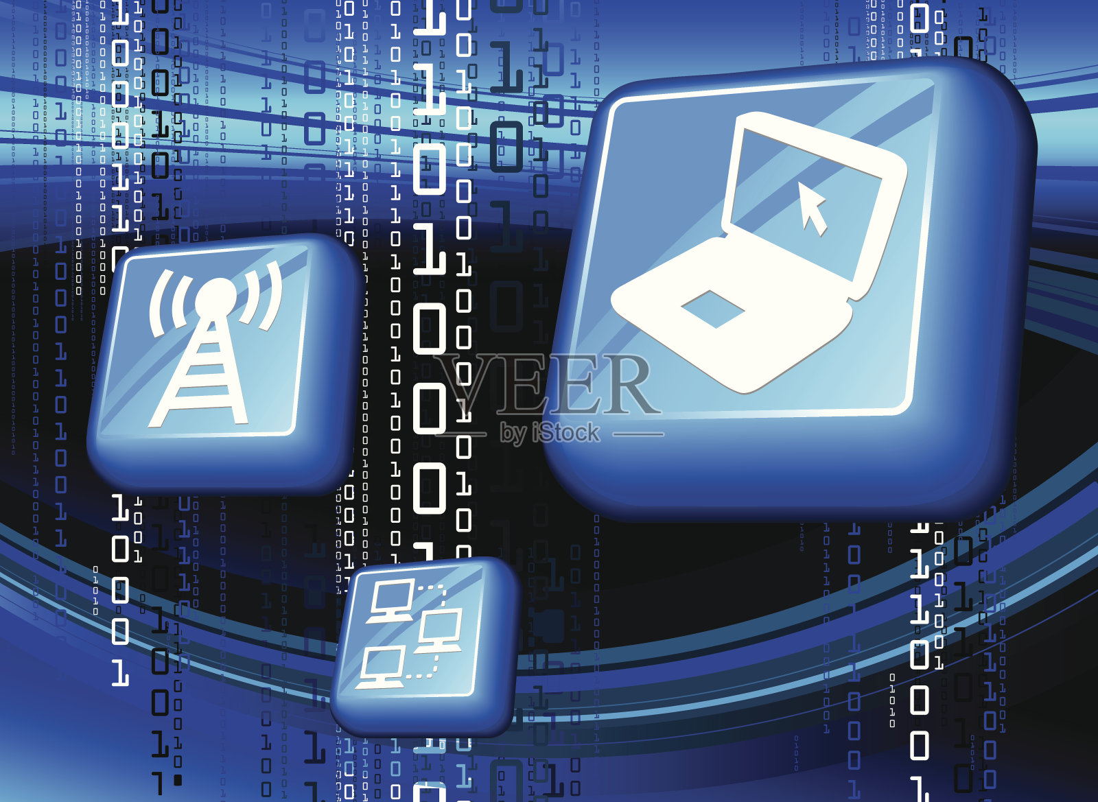 数字抽象背景与互联网按钮插画图片素材