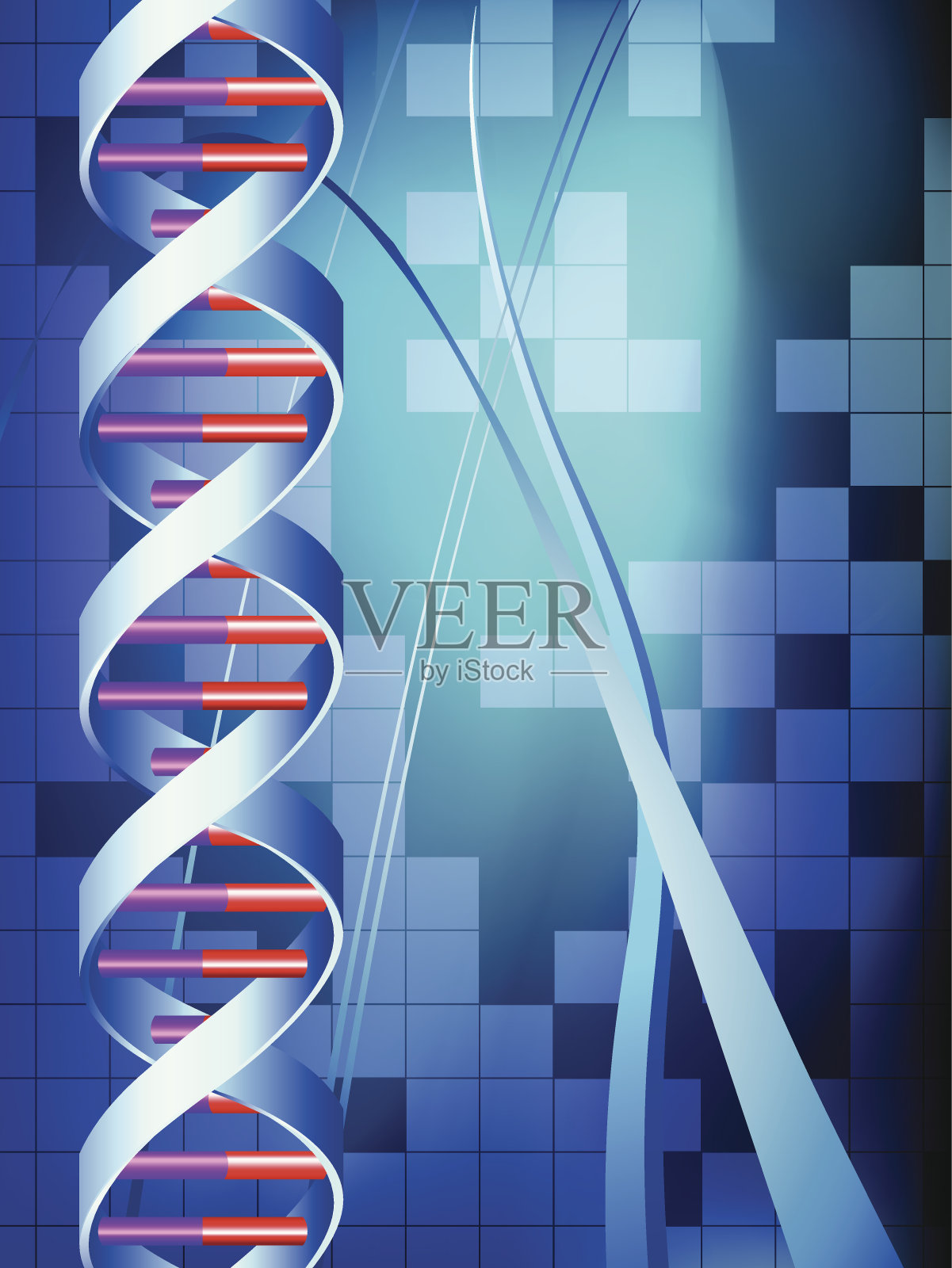 dna链蓝色垂直背景插画图片素材