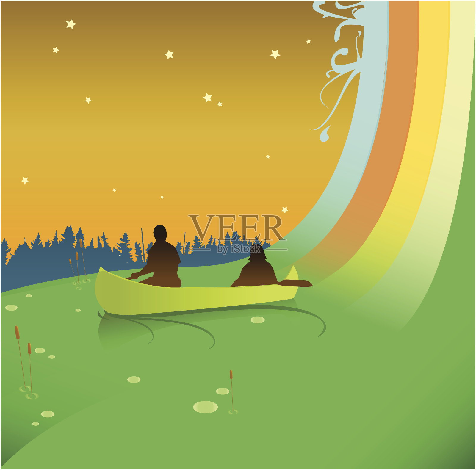 梦想独木舟(向量)插画图片素材