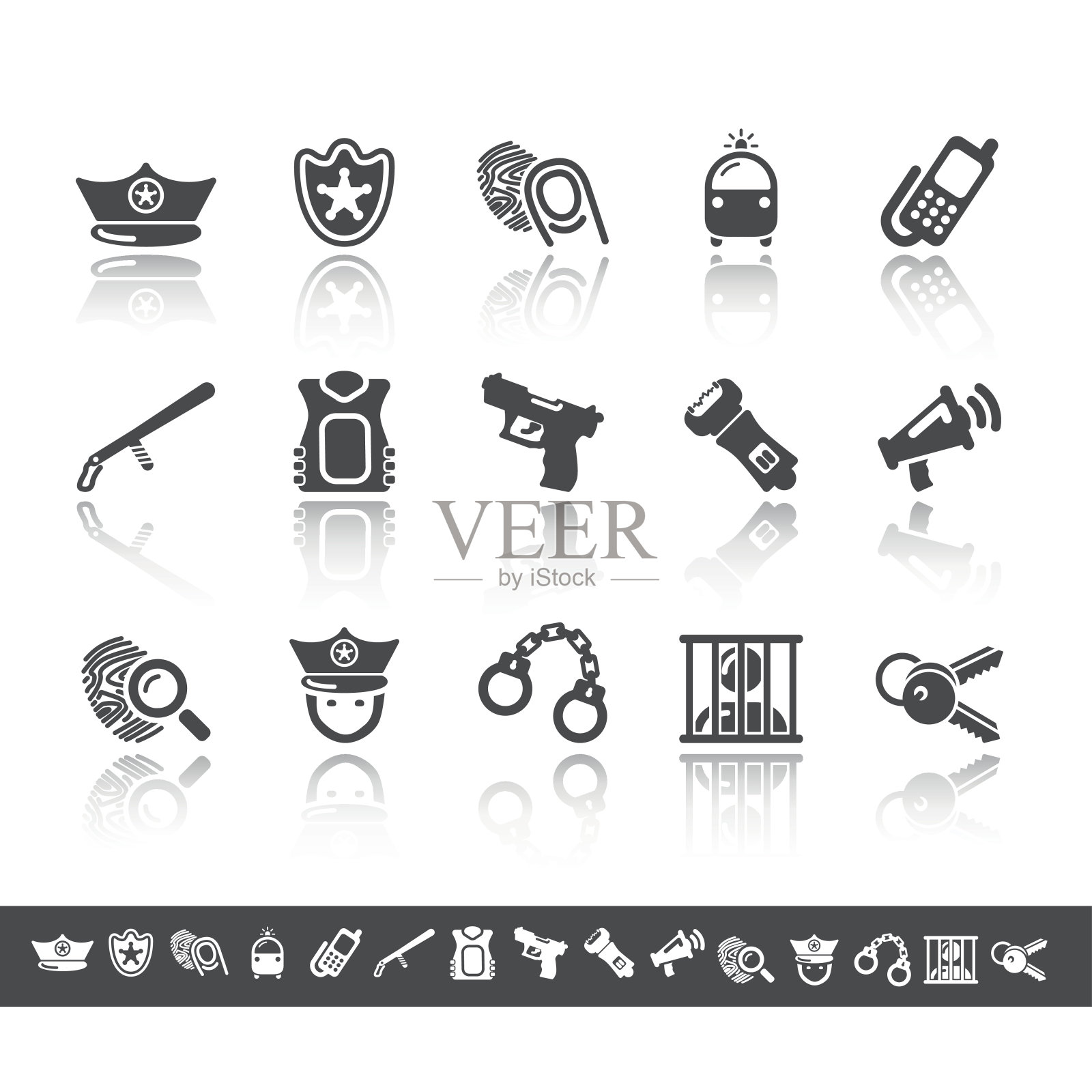 警察图标|简单灰色插画图片素材