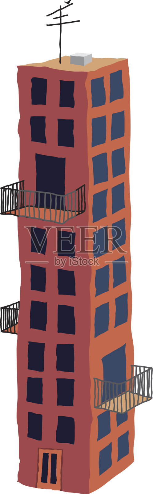 公寓或公寓大楼插画图片素材