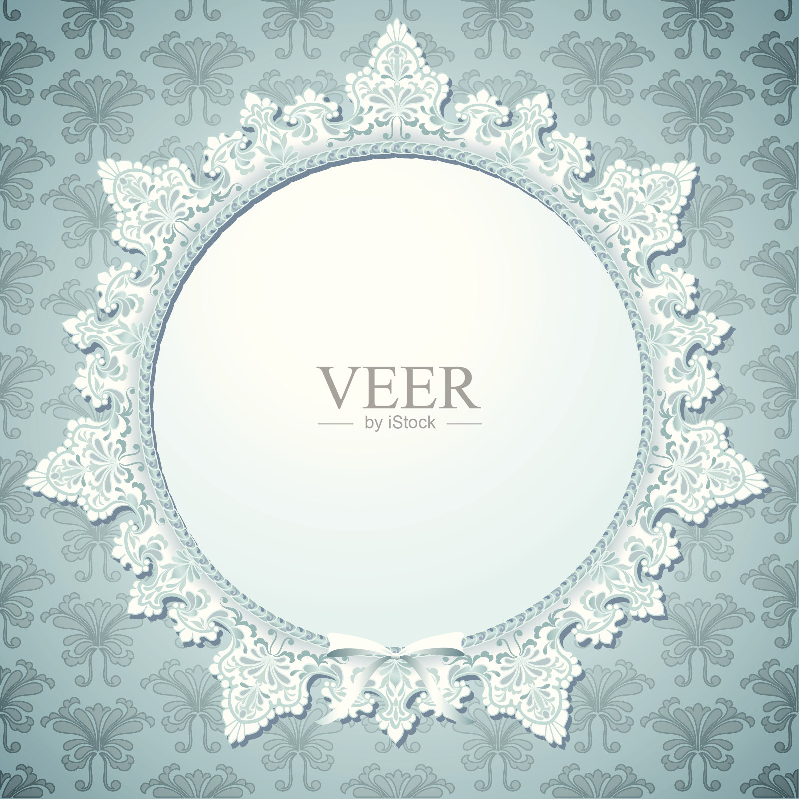 Aqua蕾丝圆形框架设计元素图片