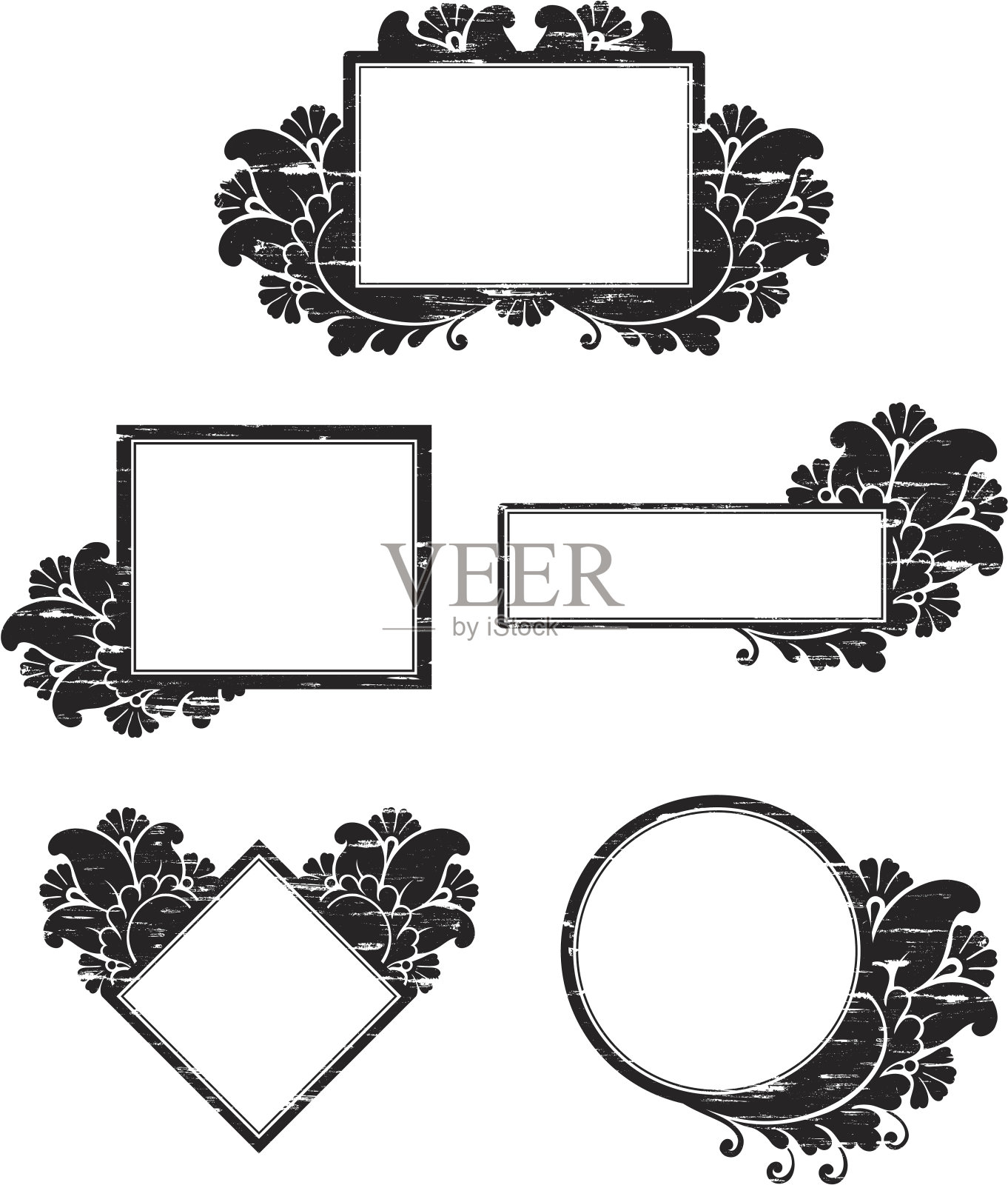 花卉枯燥乏味的边界插画图片素材