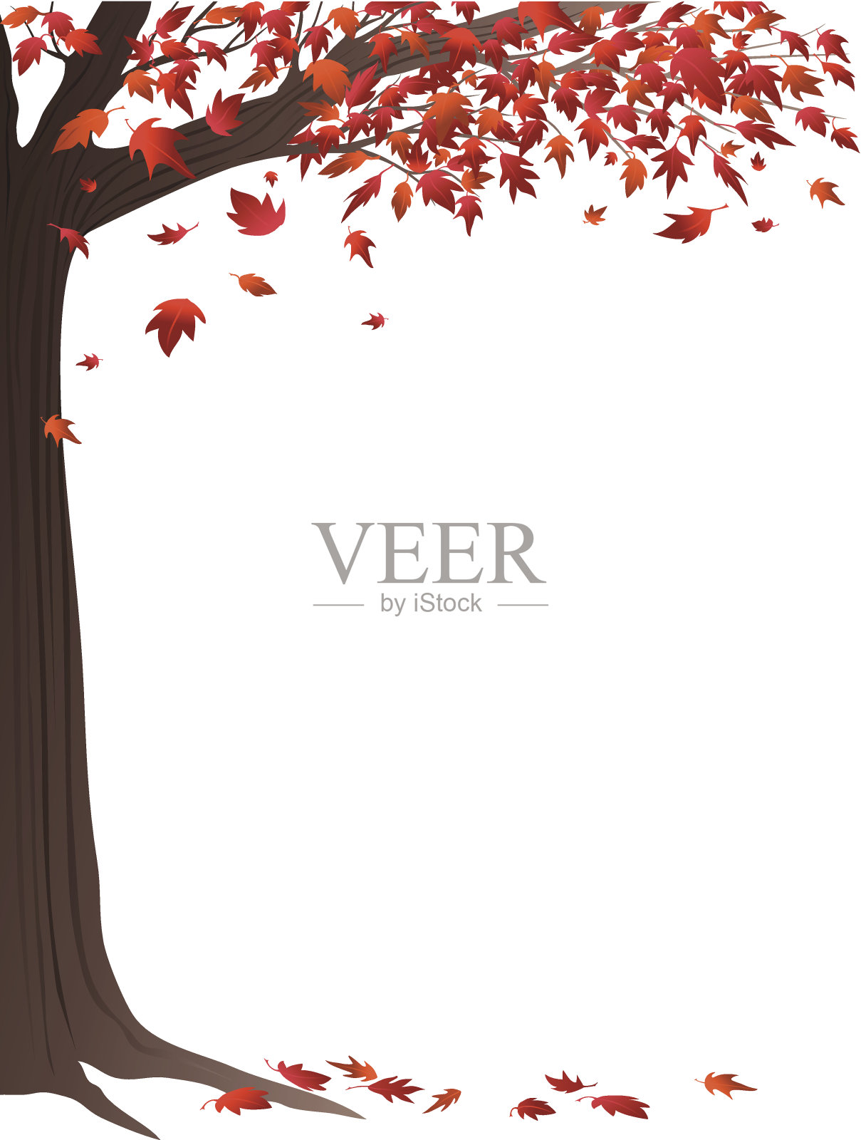 红秋树插画图片素材