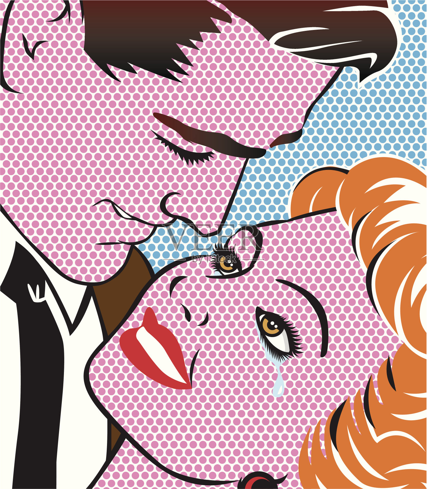 波普艺术中的情侣插画图片素材