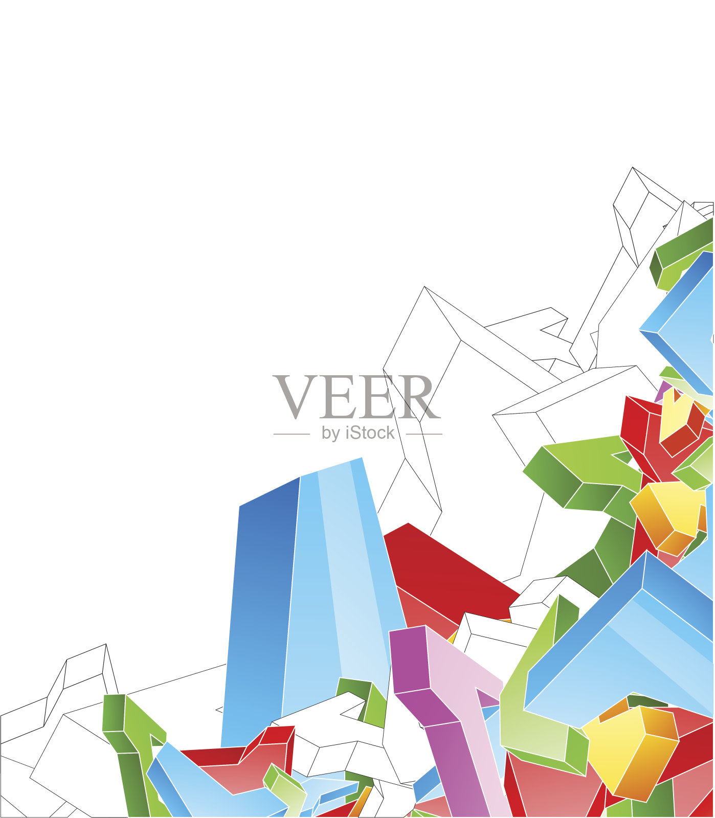 抽象的三维形状插画图片素材