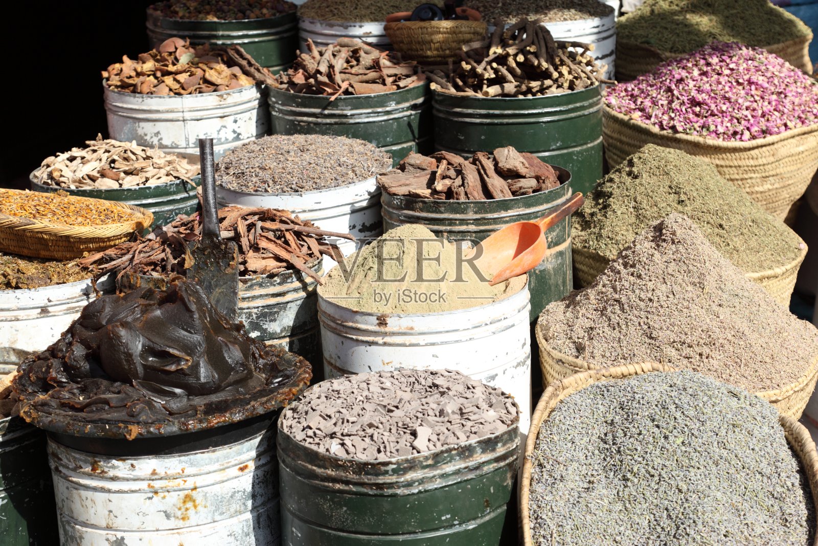 马拉喀什的香料和化妆品照片摄影图片