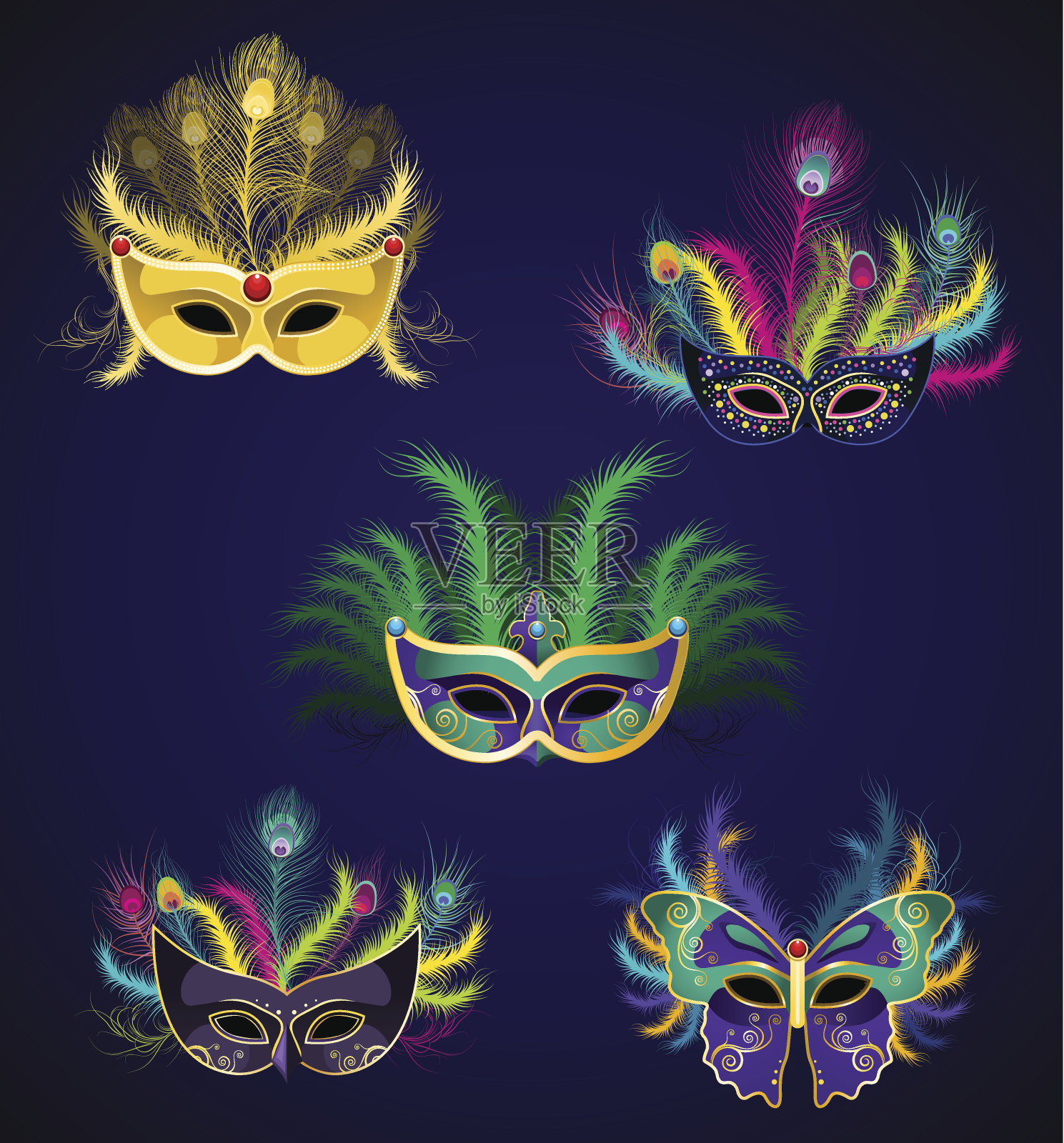 威尼斯狂欢节面具装饰4设计元素图片