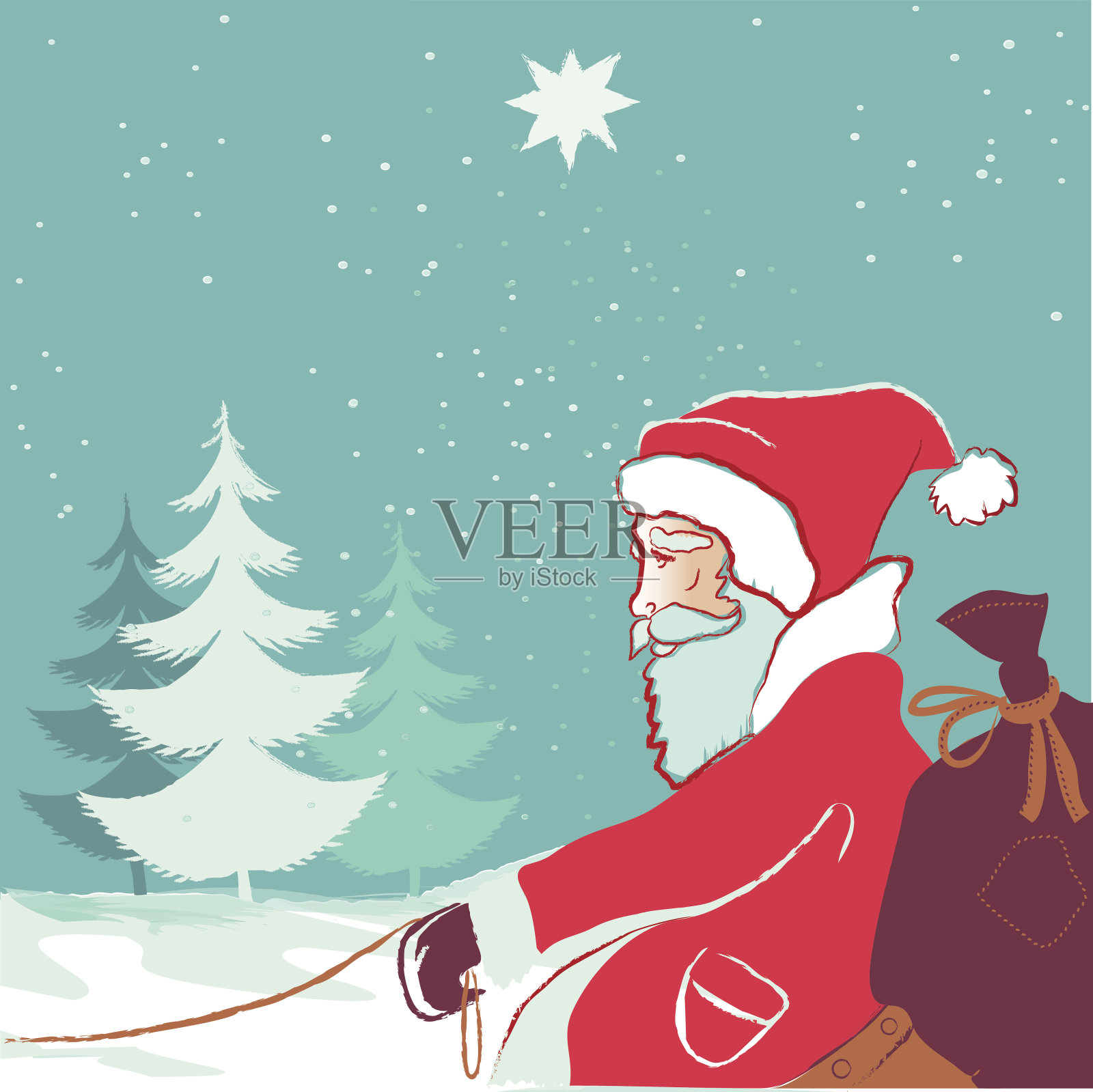 圣诞老人来了插画图片素材