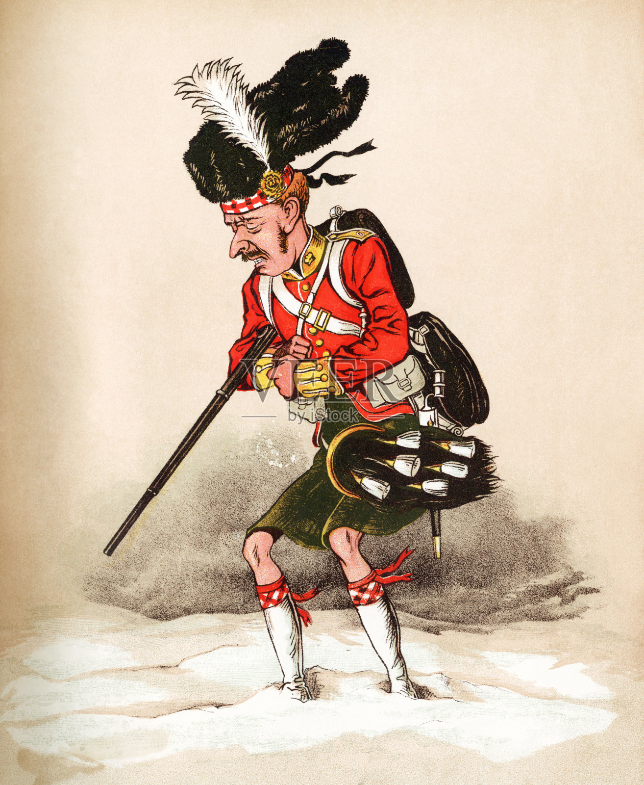 高地人-维多利亚时代的印刷插画图片素材